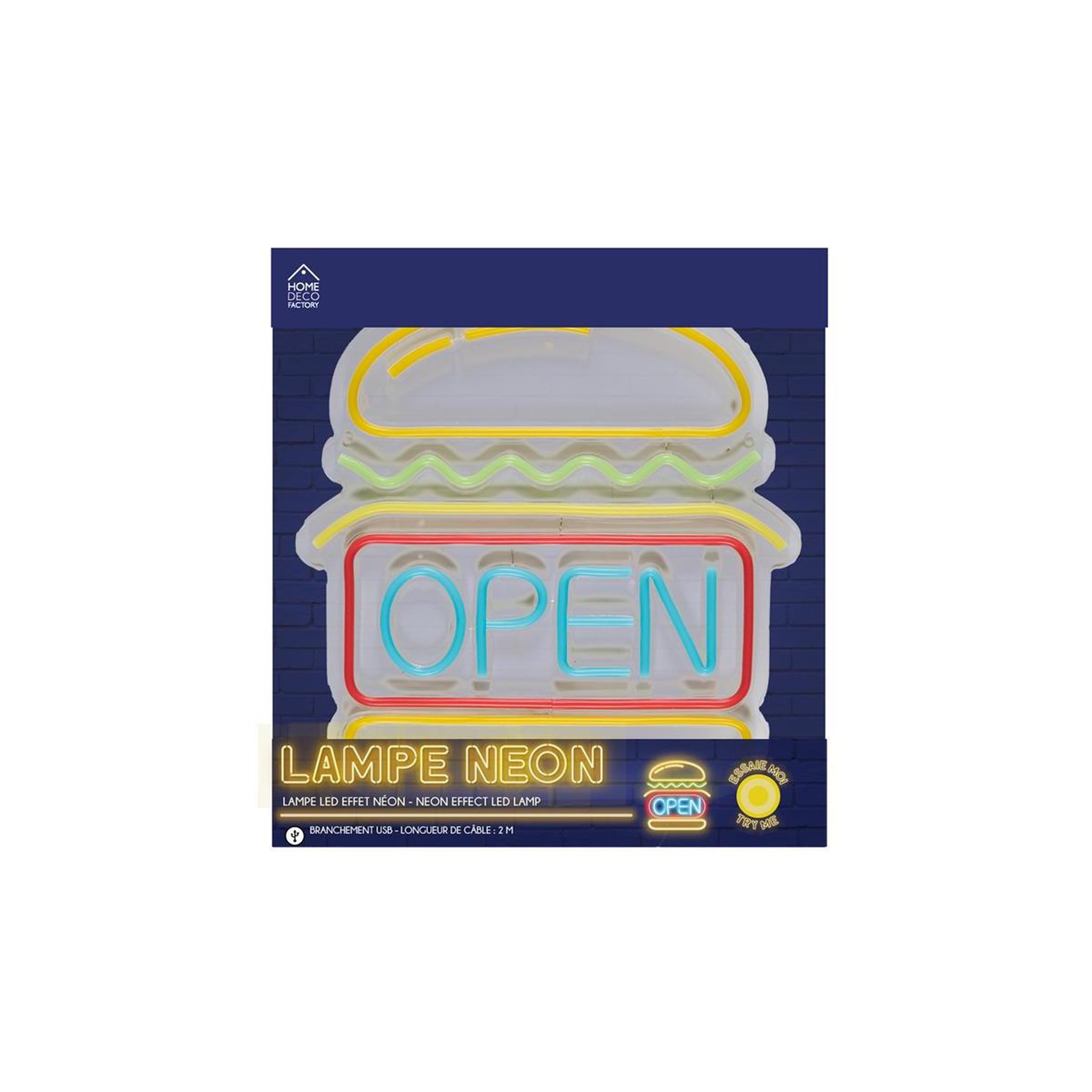 Voir la diapositive 4 : The Home Deco Factory Lampe led effet néon  burger  33cm multicolore