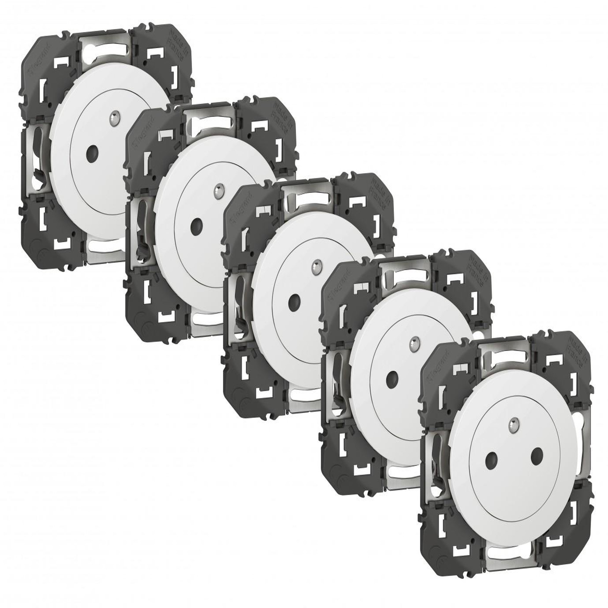 Legrand Lot de 5 prises avec terre Dooxie, LEGRAND, blanc