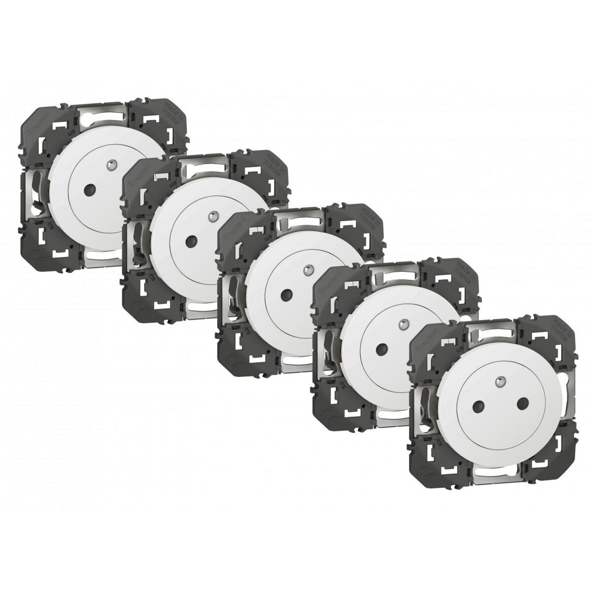 Legrand Lot de 5 prises avec terre Dooxie, LEGRAND, blanc