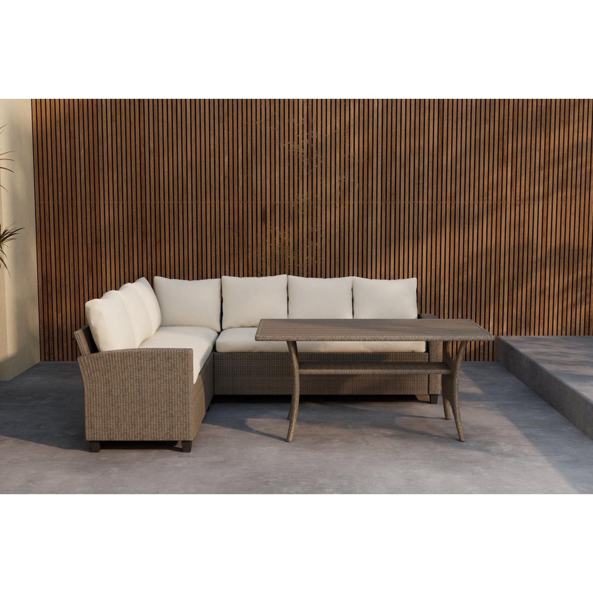 Voir la diapositive 4 : Paris Prix Salon repas d'angle de jardin 6 places  brentwood  240cm beige