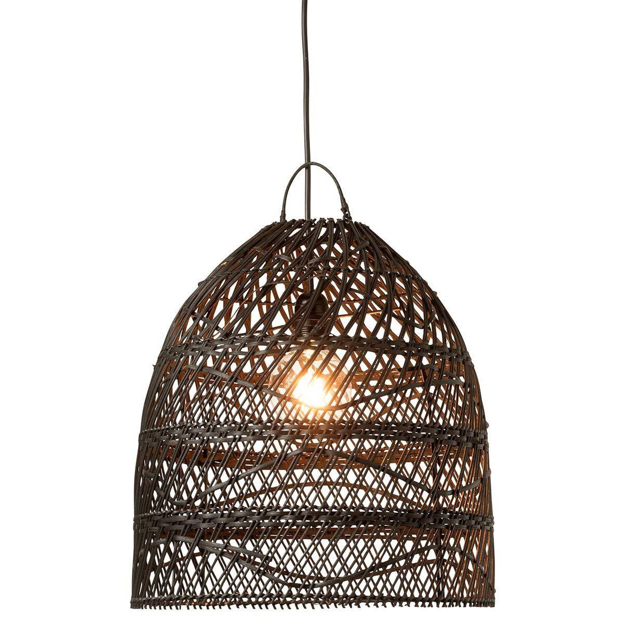 Voir la diapositive 2 : J-LINE Abat-jour en rotin  vague  43cm noir