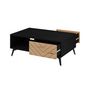 Voir la diapositive 2 : BEST MOBILIER Peter - table basse - effet bois et noir - 2 tiroirs et 1 niche - 104 cm