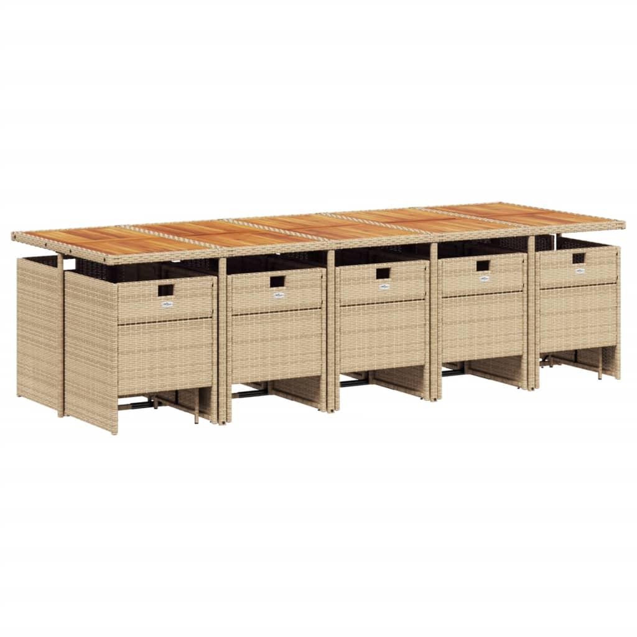 Voir la diapositive 3 : VIDAXL Ensemble a manger de jardin et coussins 15 pcs beige