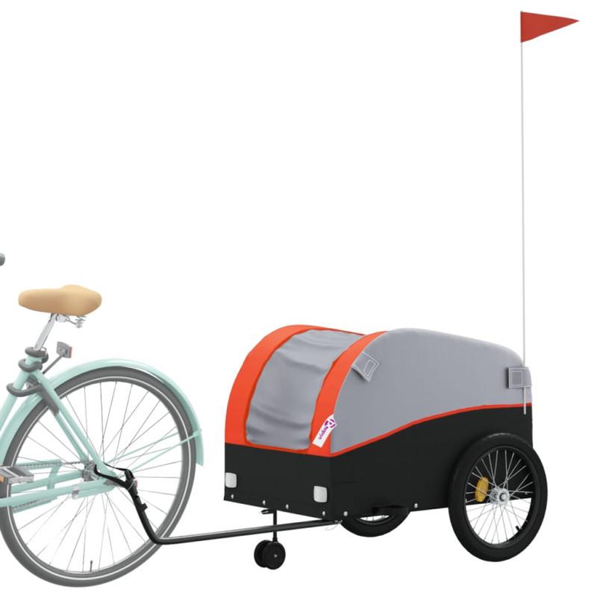 Voir la diapositive 3 : VIDAXL Remorque de vélo noir et orange 45 kg fer