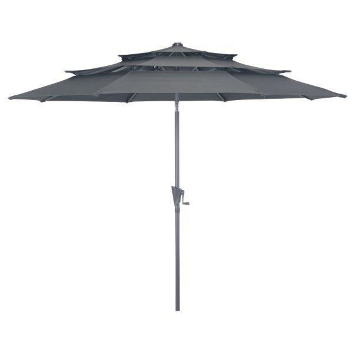 Proloisirs Parasol droit en aluminium 3 strates inclinable manivelle 300/6 cm - grey/gris