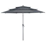 Proloisirs Parasol droit en aluminium 3 strates inclinable manivelle 300/6 cm - grey/gris