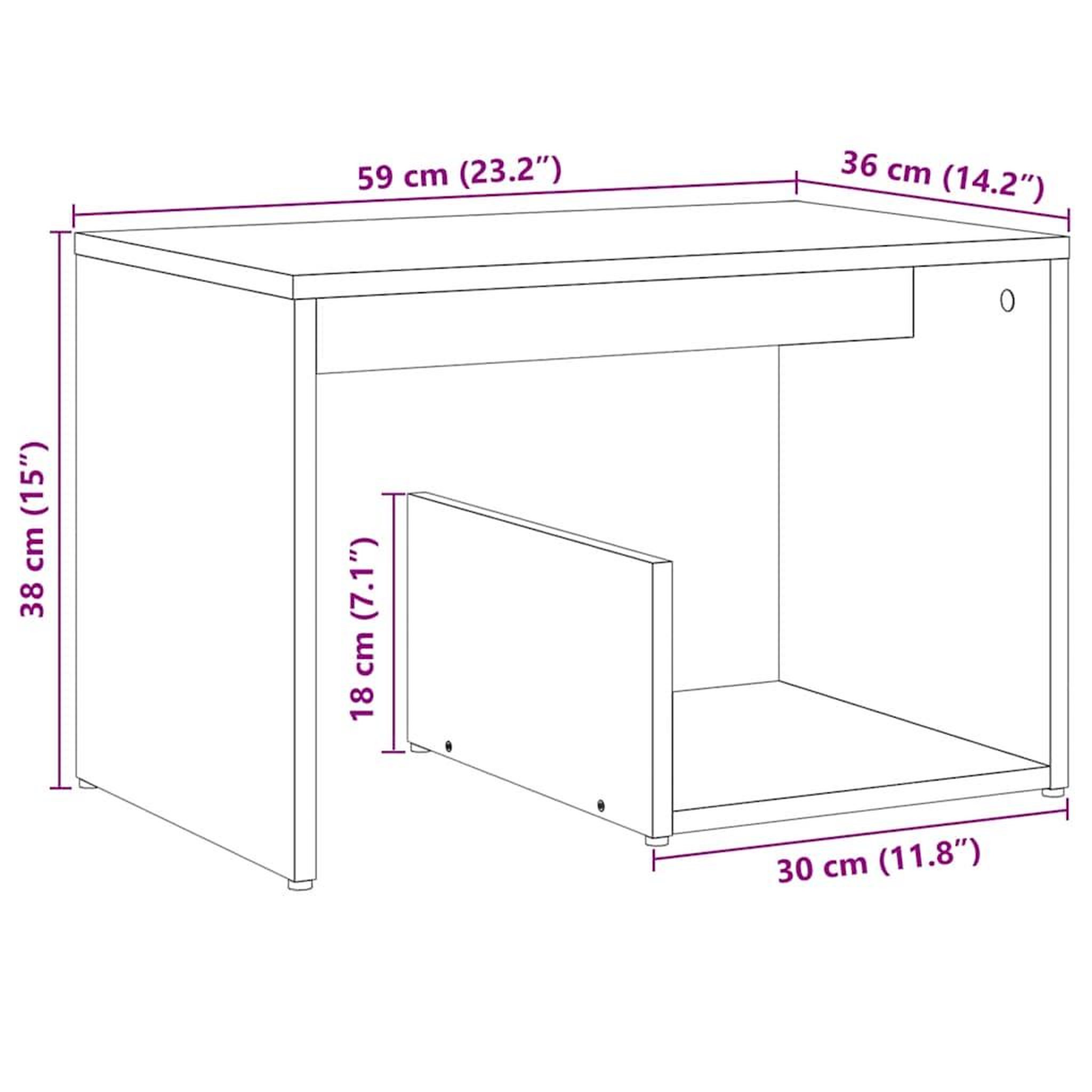 Voir la diapositive 6 : VIDAXL Table d'appoint chene artisanal 59x36x38 cm bois d'ingenierie