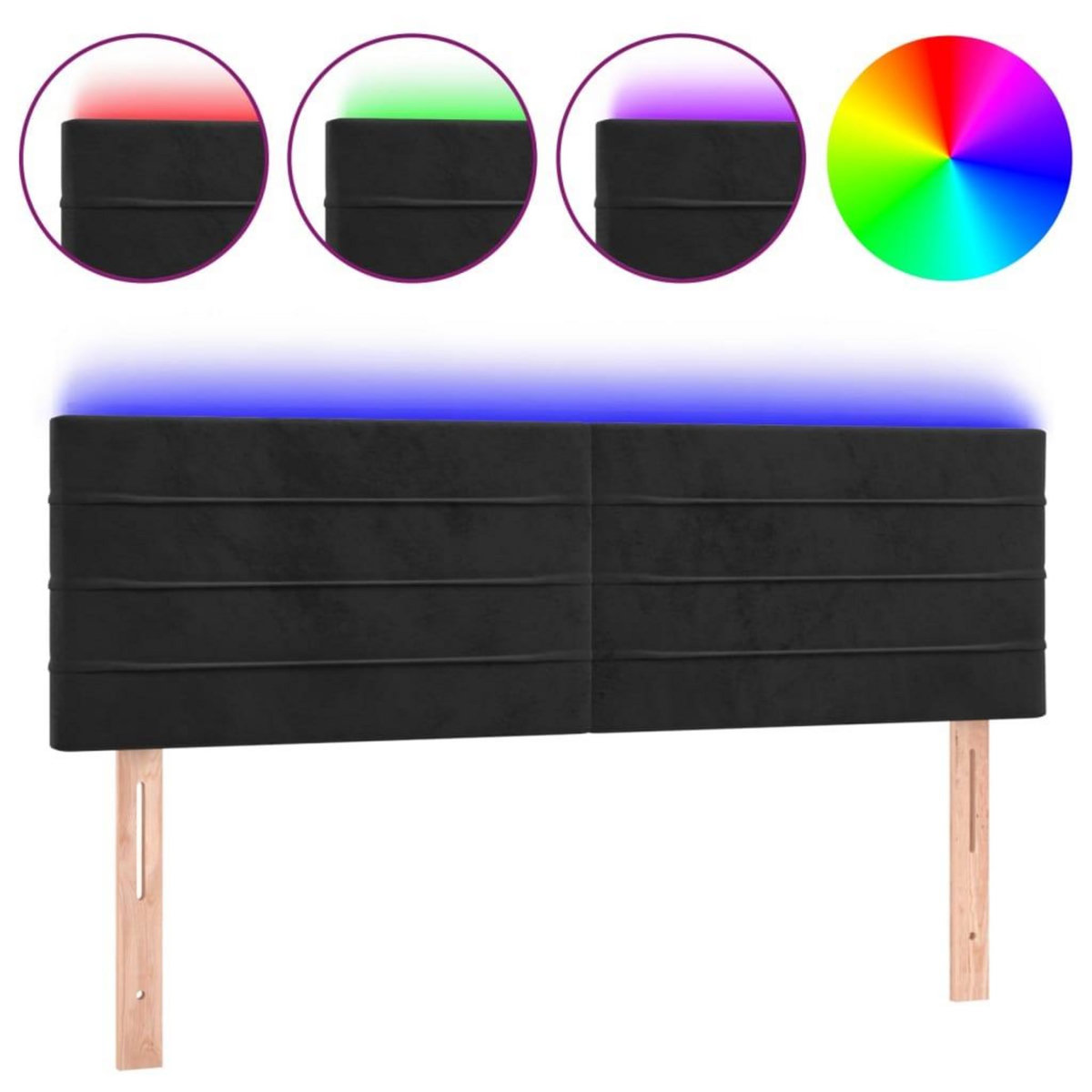 VIDAXL Tete de lit a LED Noir 144x5x78/88 cm Velours