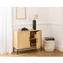 Voir la diapositive 2 : BEST MOBILIER Nagato - buffet bas - cannage et effet bois - 2 portes - 100 cm