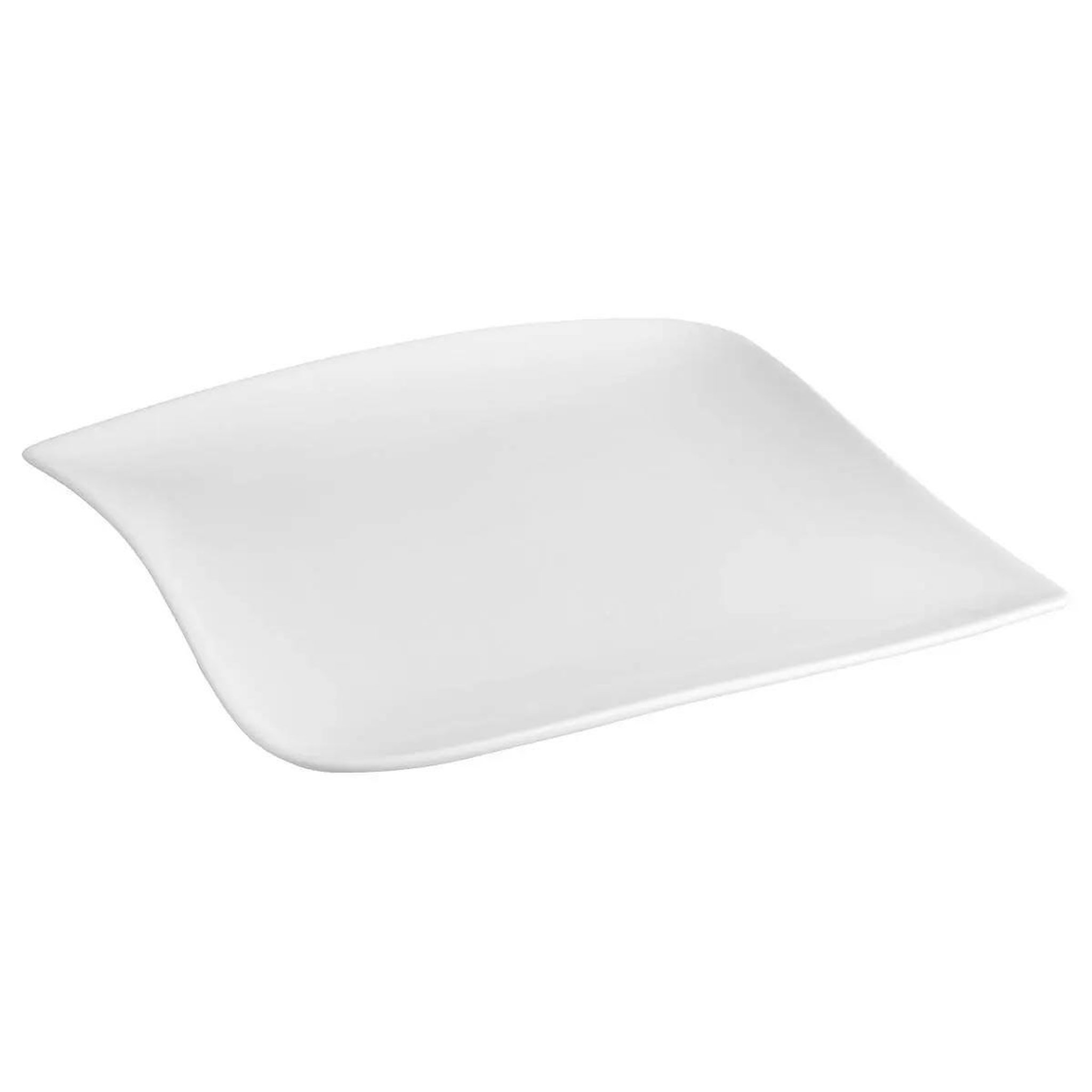 Voir la diapositive 2 : SECRET DE GOURMET Lot de 6 assiettes à dessert carrées  vague  22cm blanc
