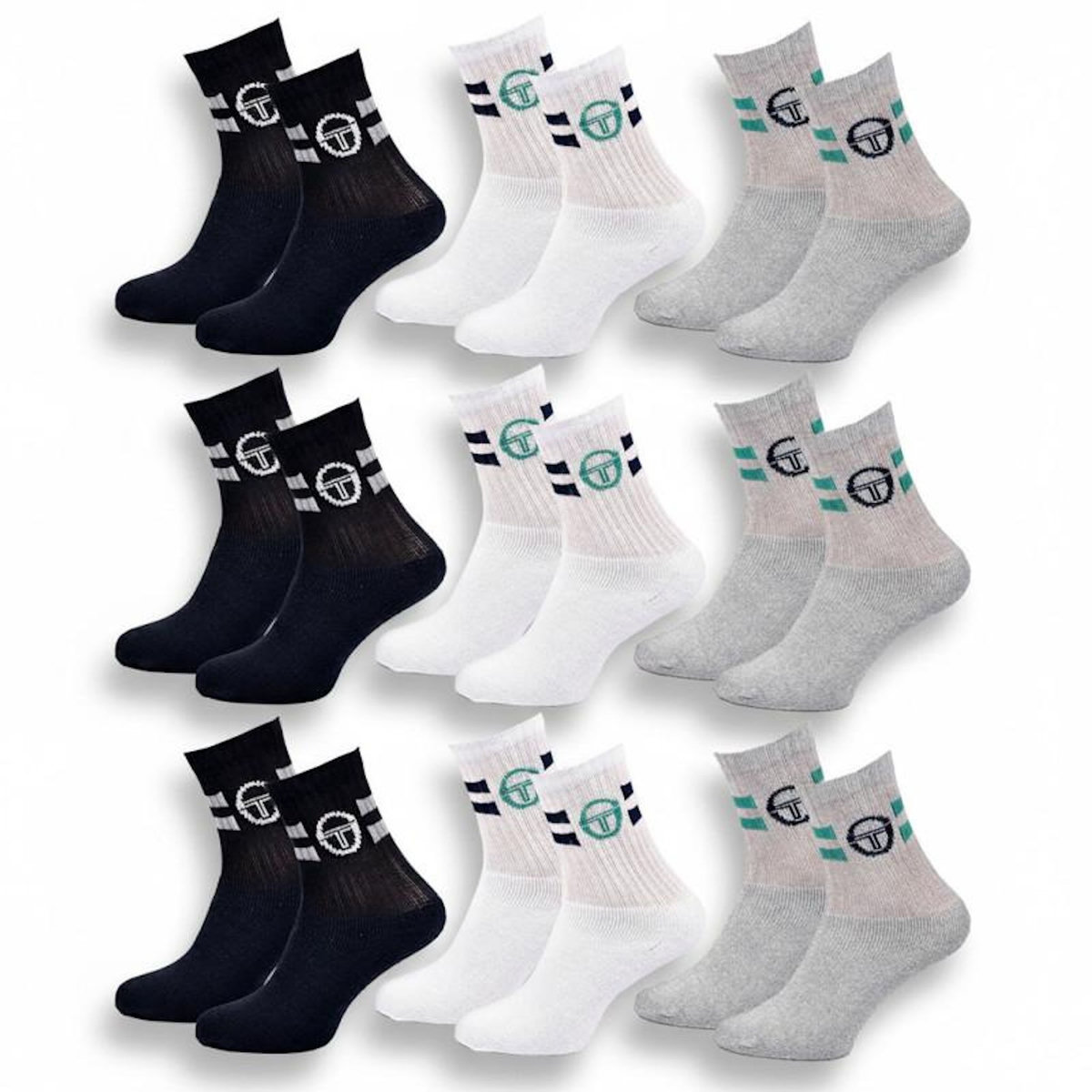 SERGIO TACCHINI Sergio Tacchini Pack de Chaussettes enfant Tennis Crew Lot de 9 Paires