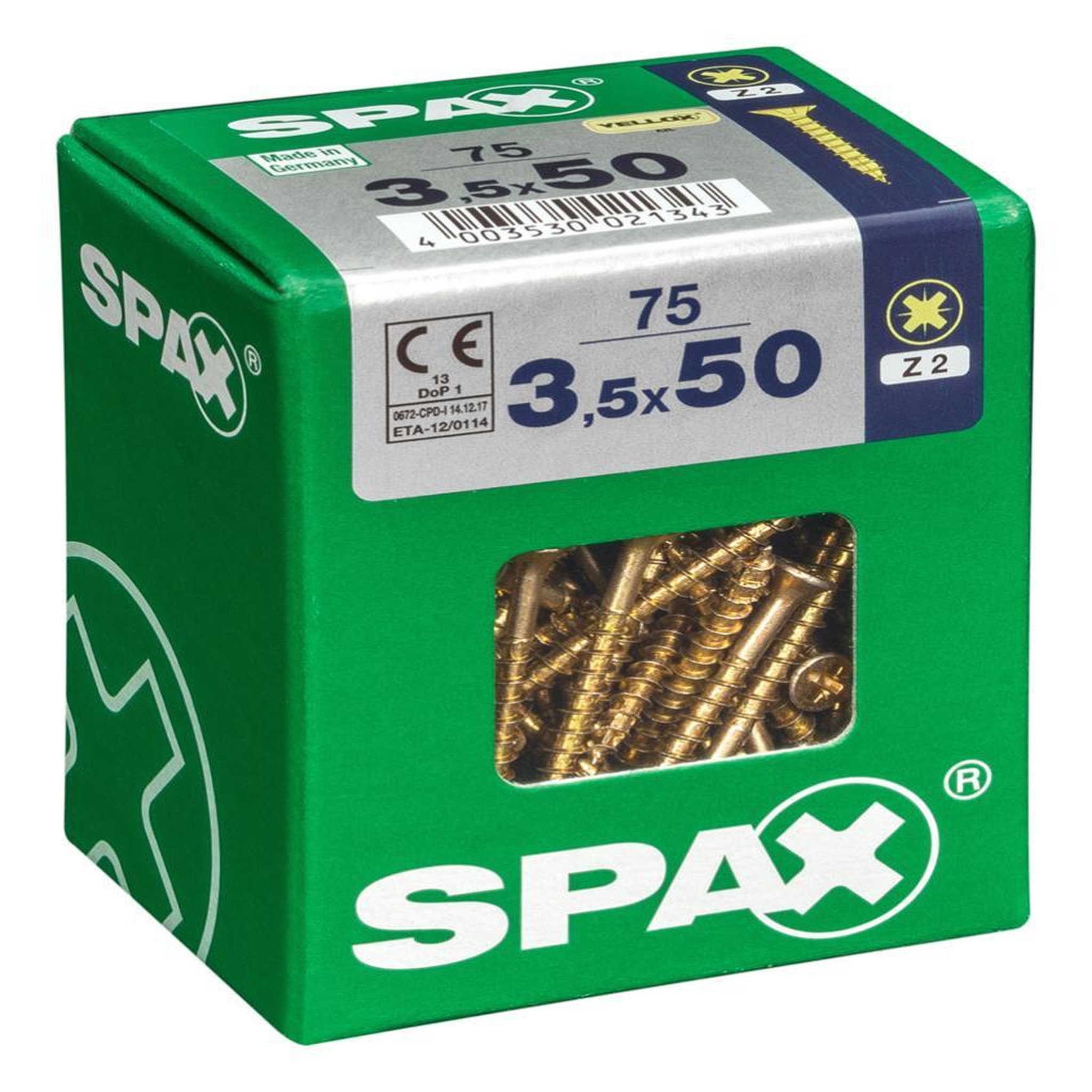 CENTRALE BRICO Lot de 75 vis acier tête fraisée pozidriv SPAX, Diam.3.5 mm x L.50 mm