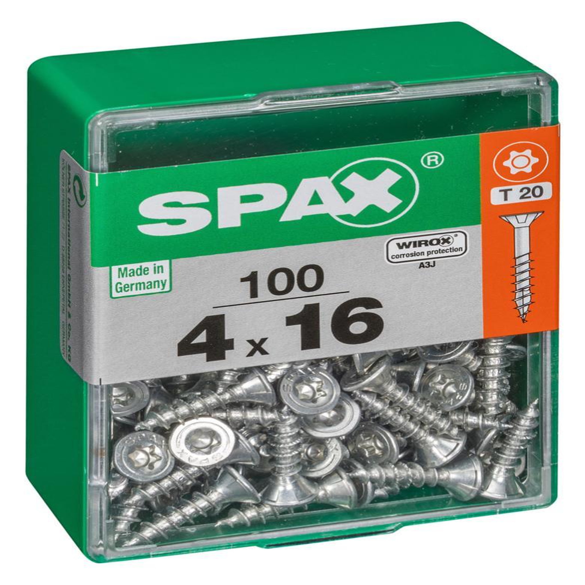CENTRALE BRICO Lot de 100 vis acier tête autofraisée plate SPAX, Diam.4 mm x L.16 mm