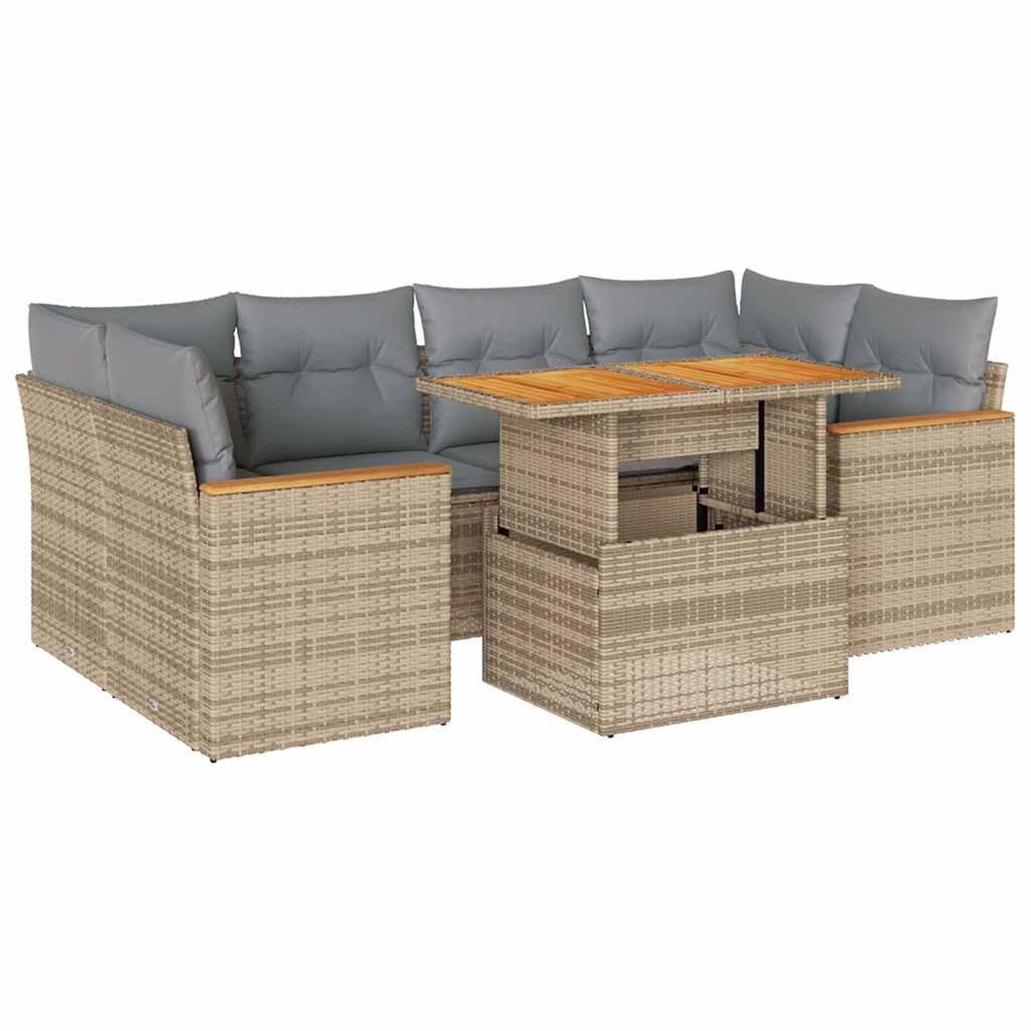 Voir la diapositive 2 : VIDAXL Salon de jardin 6 pcs avec coussins beige resine tressee acacia