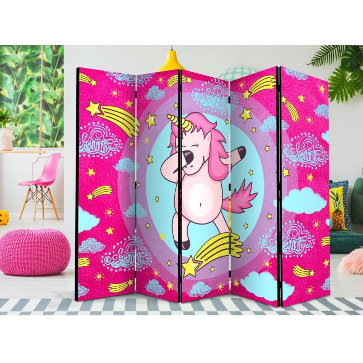 Paris Prix Paravent 5 Volets  Dancing Unicorn  172x225cm