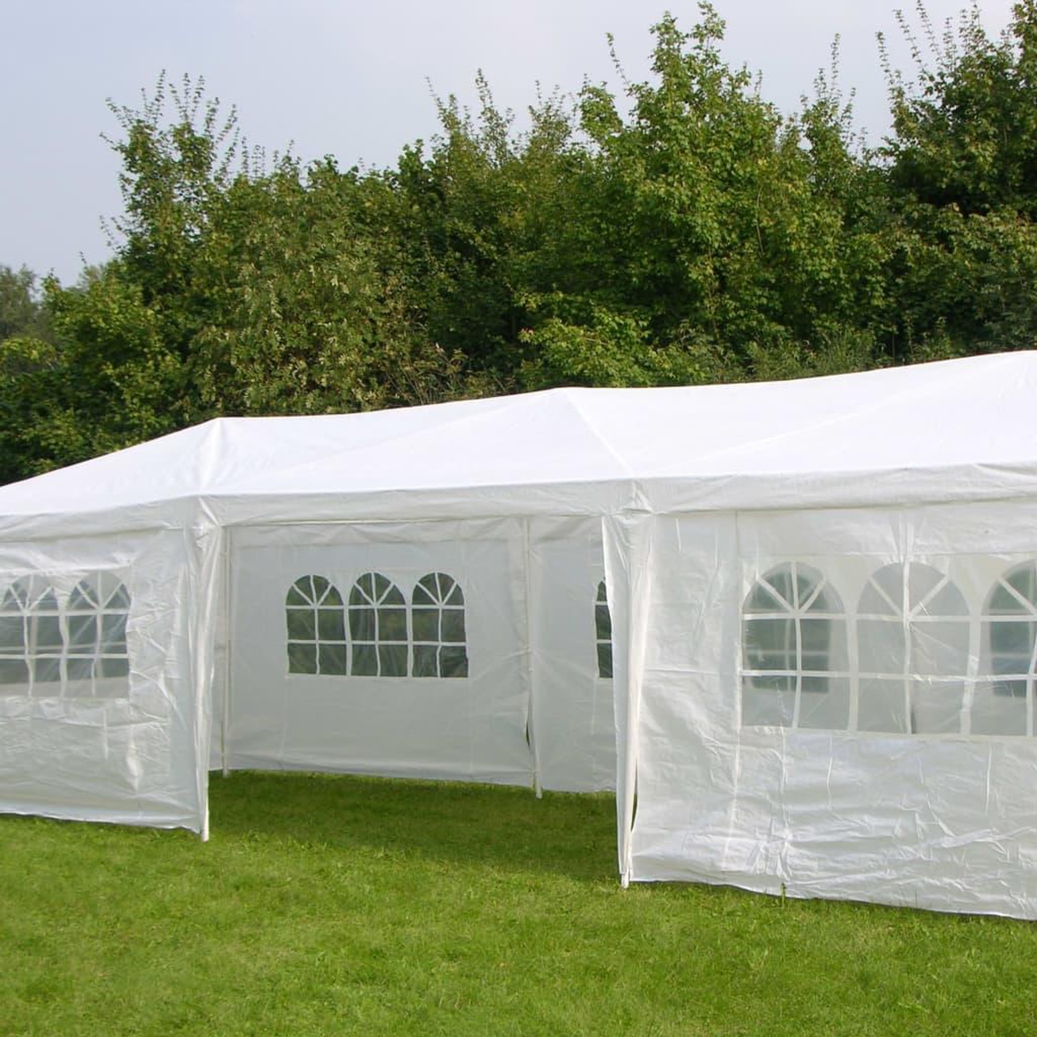 Voir la diapositive 3 : HI HI Tente de reception avec parois laterales 3 x 9 m Blanc