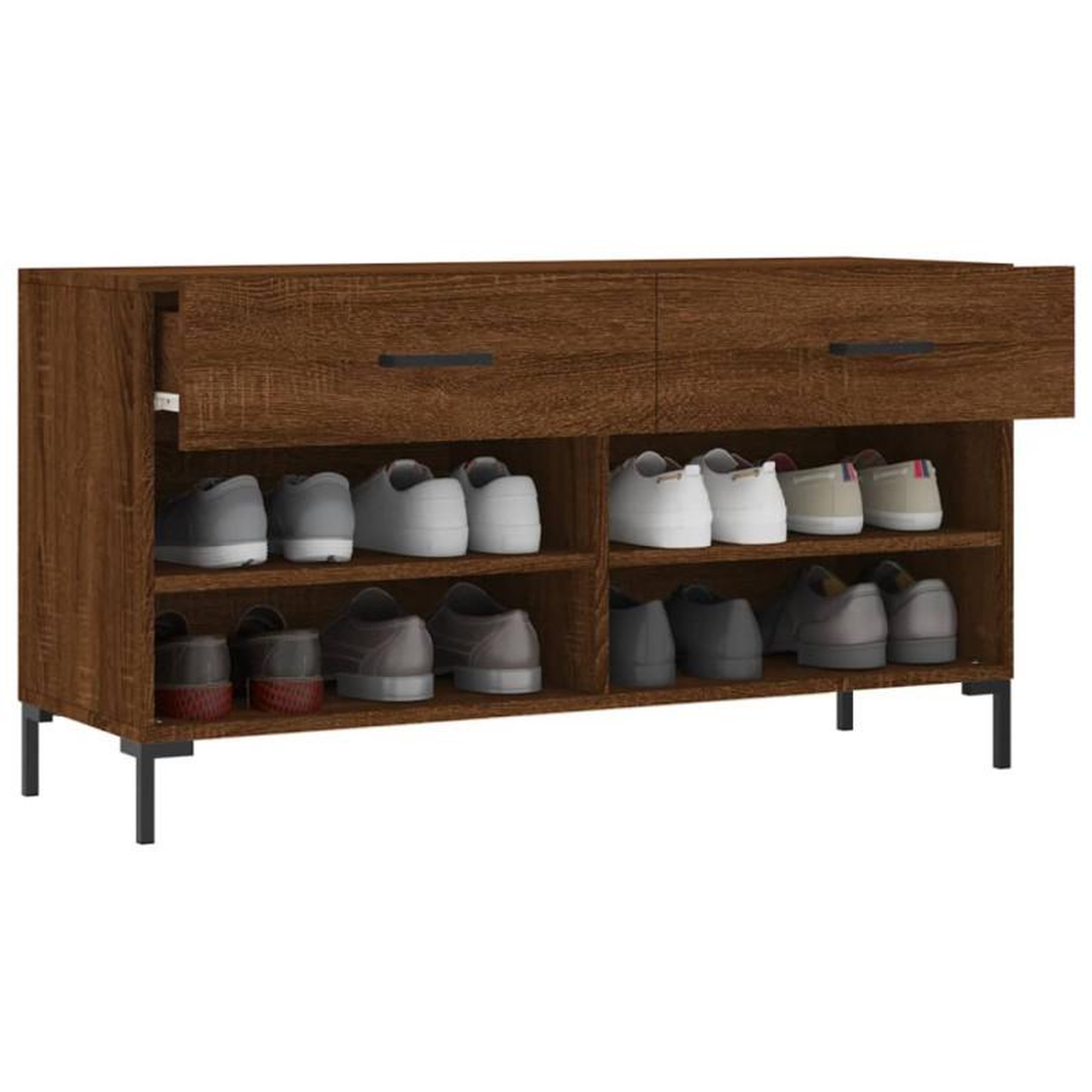 Voir la diapositive 4 : VIDAXL Banc à chaussures chêne marron 102x35x55 cm bois d ingénierie