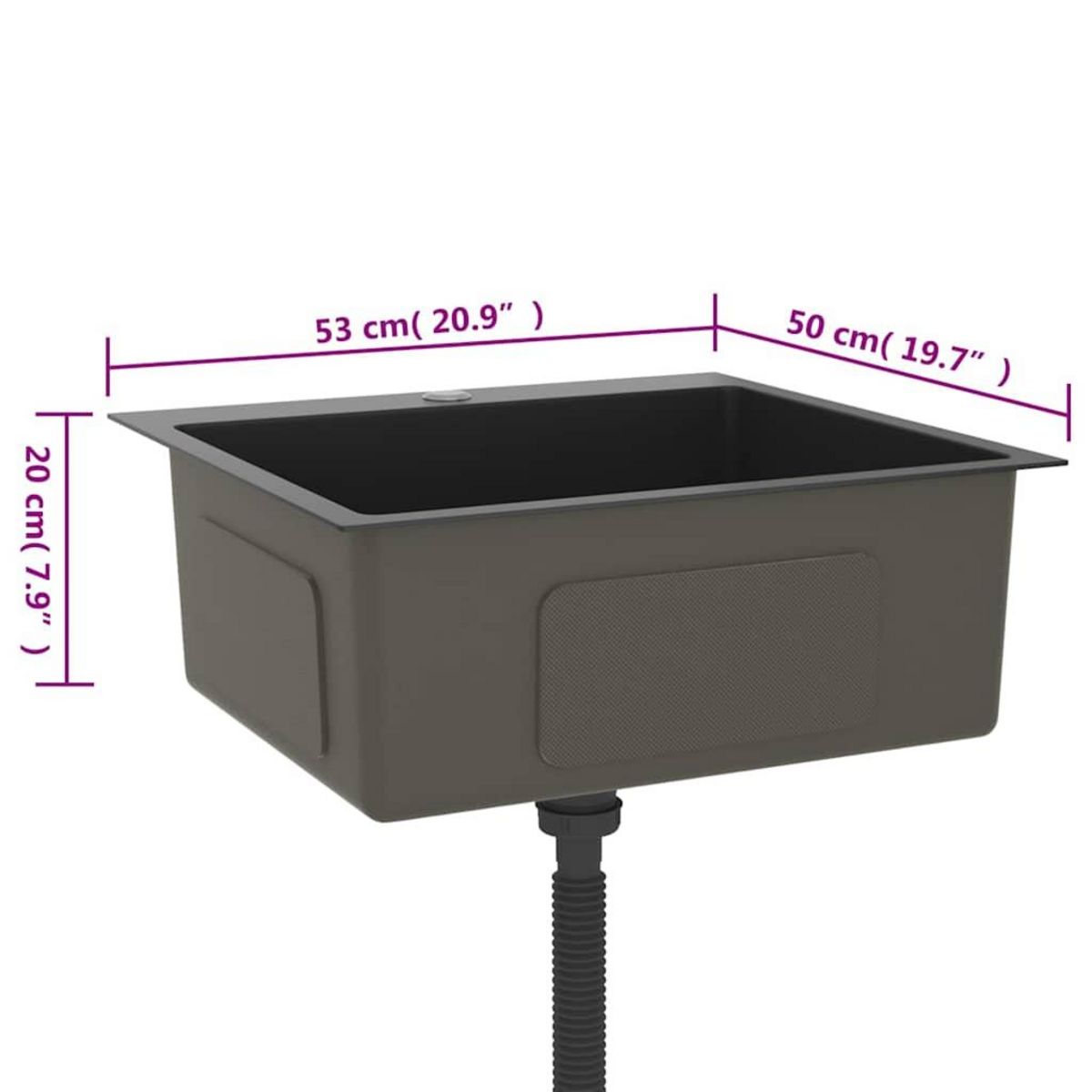 VIDAXL Evier de cuisine fait main Noir Acier inoxydable