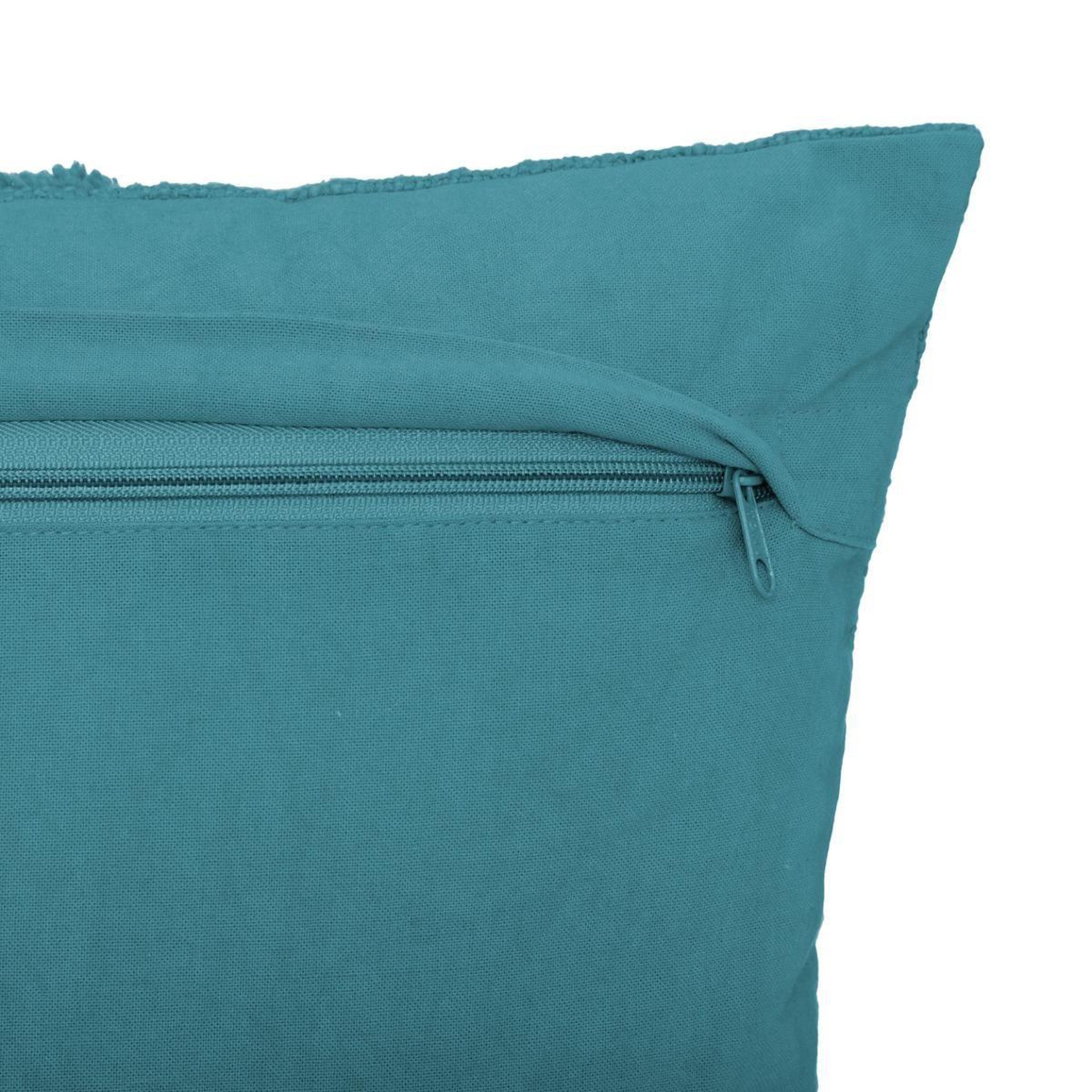 Voir la diapositive 5 : ATMOSPHERA Coussin déco tufté  inca  40x40cm bleu canard