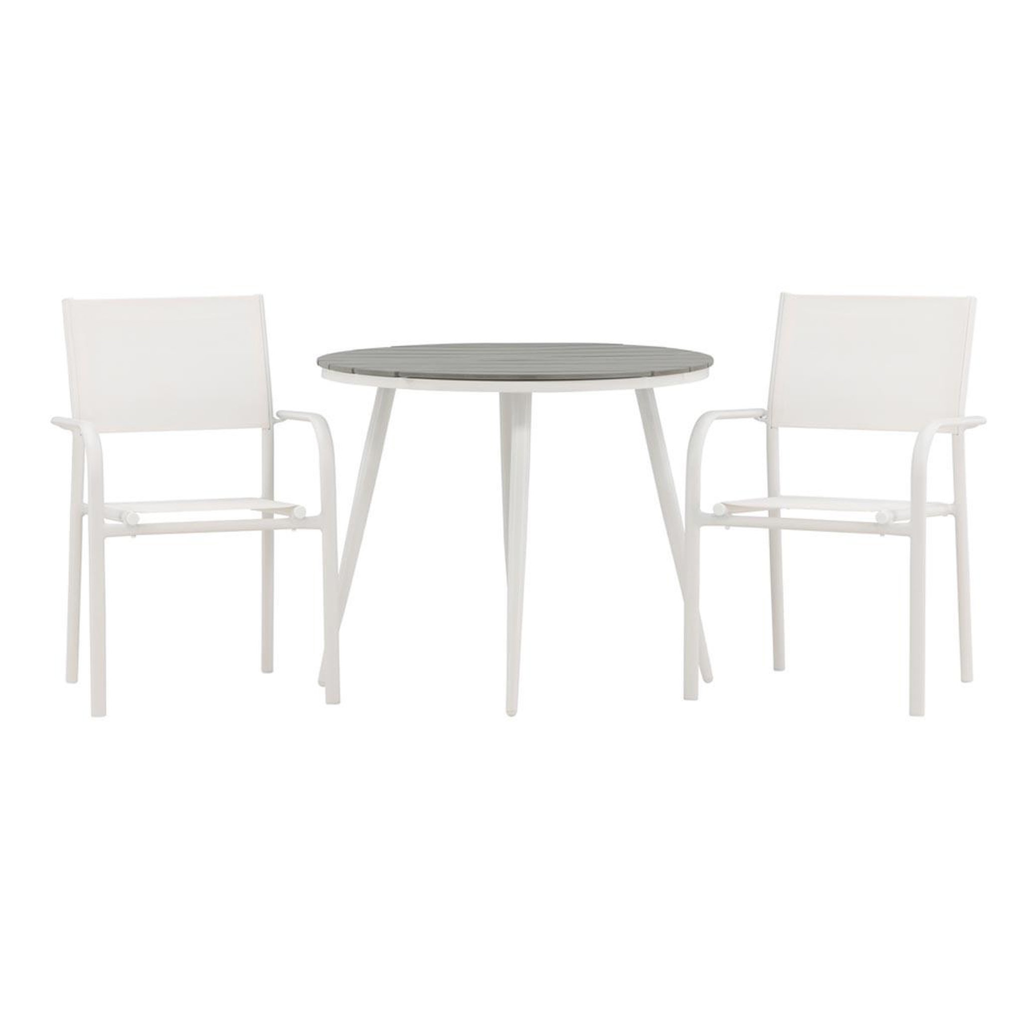 Paris Prix Ensemble Table de Jardin & 2 Chaises  Break & Santorini  90cm Gris & Blanc