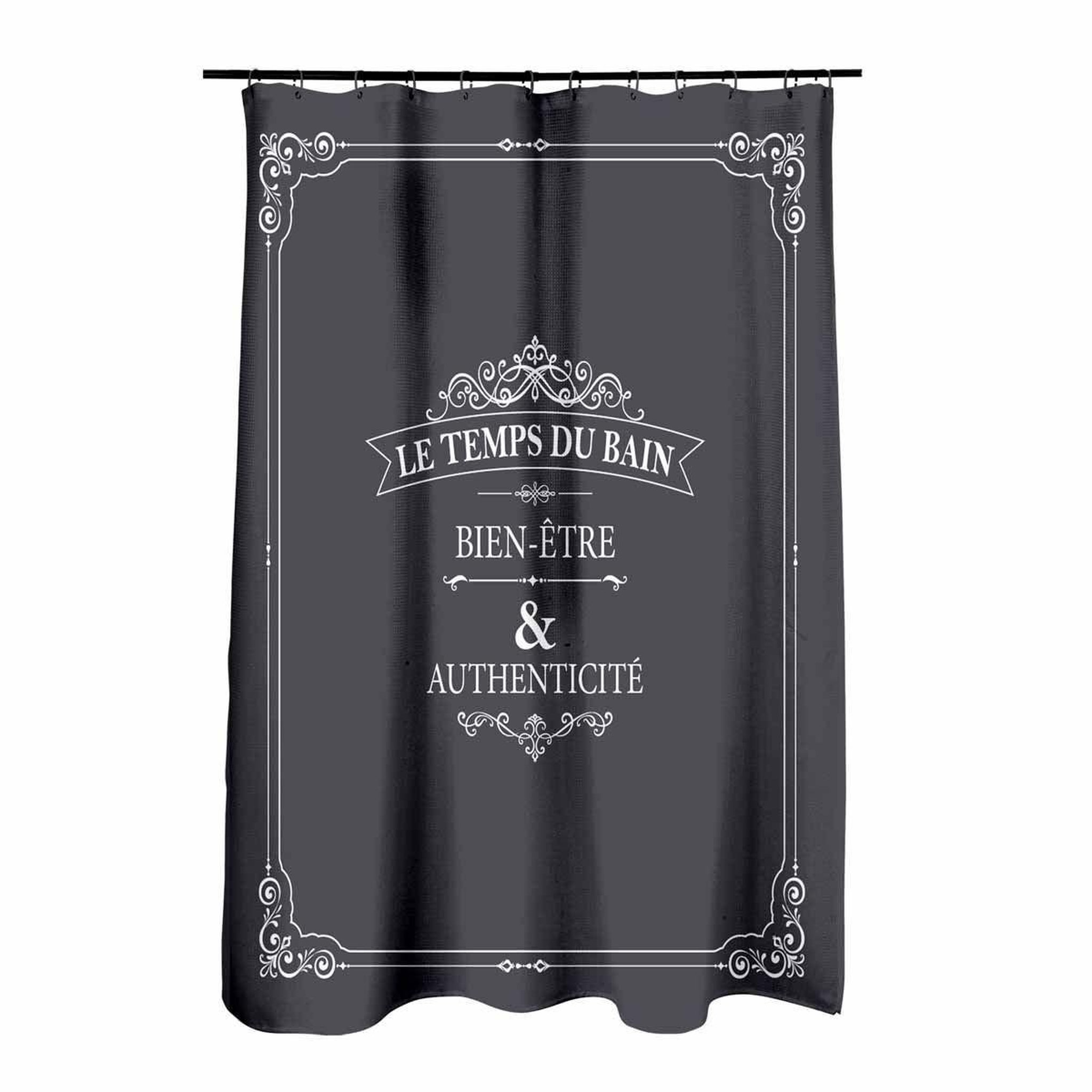 Douceur d'Intérieur Rideau de douche  vintage  180x200cm anthracite