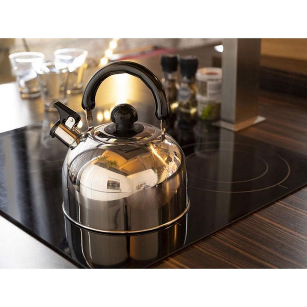 Alpina Bouilloire sifflante Cuve Inox 1.8L Tous feux Théière avec Sifflet Vintage ALPINA