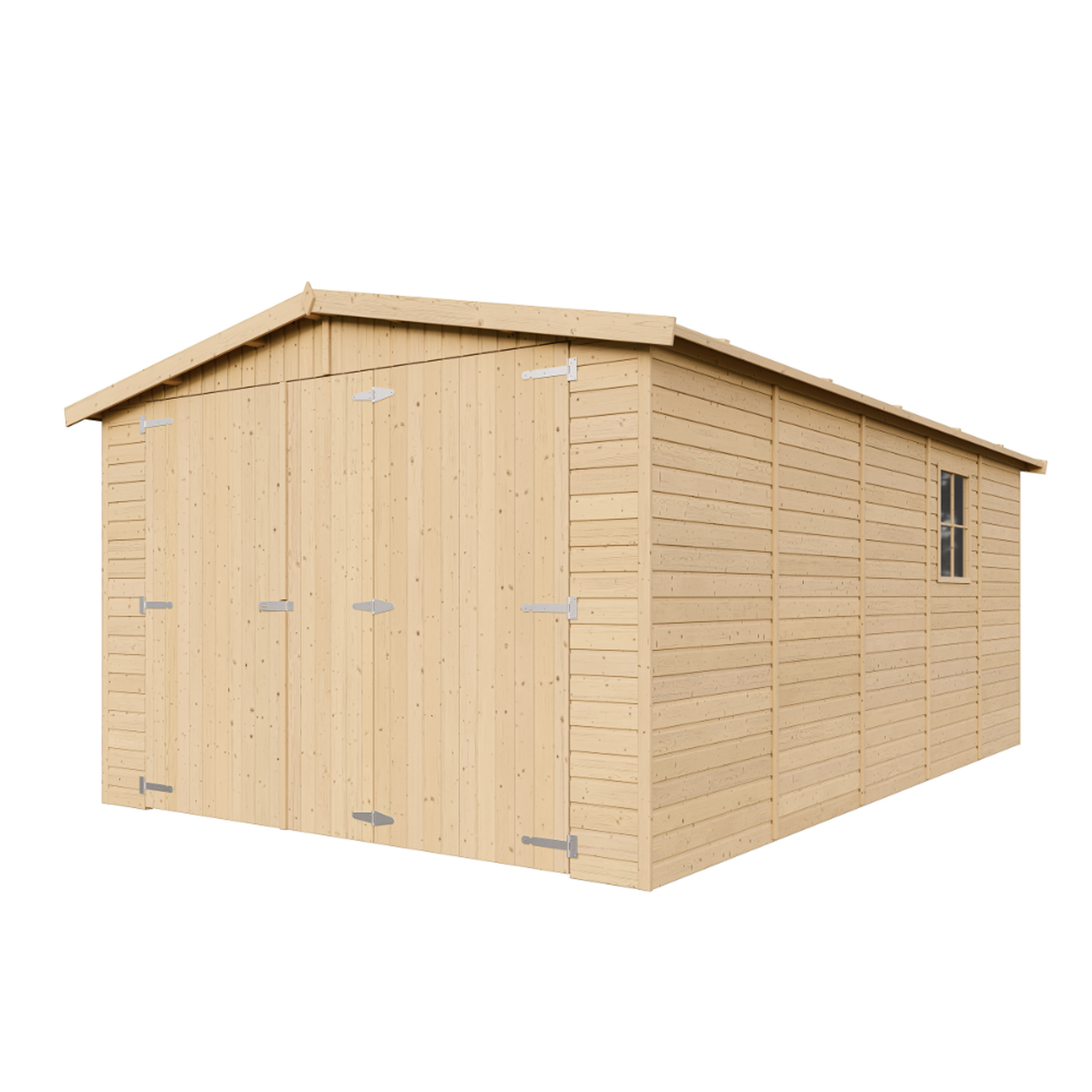 TIMBELA Garage en Bois Naturel - H222x516x324 cm/15 m² M101