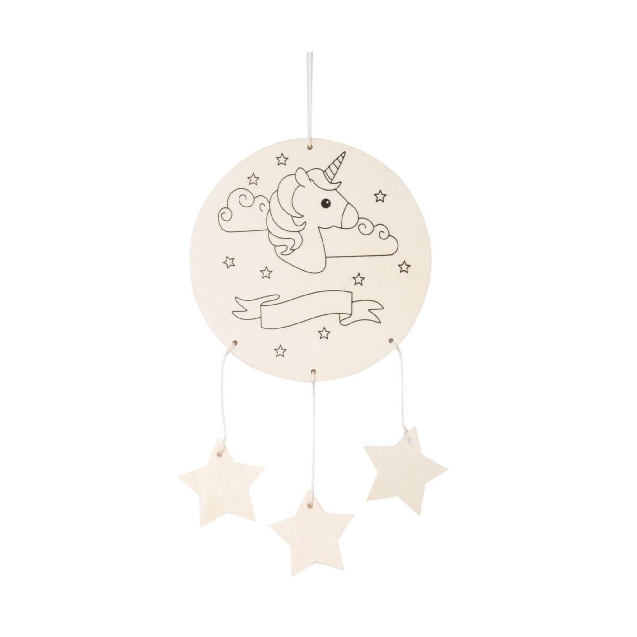 HOMEA Mobile à Décorer en Bois  Licorne  33cm Naturel