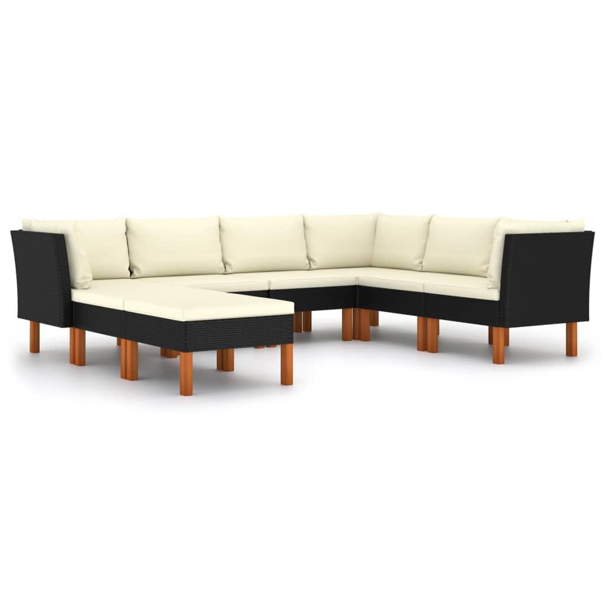 Voir la diapositive 2 : VIDAXL Salon de jardin 8 pcs avec coussins Resine tressee Noir