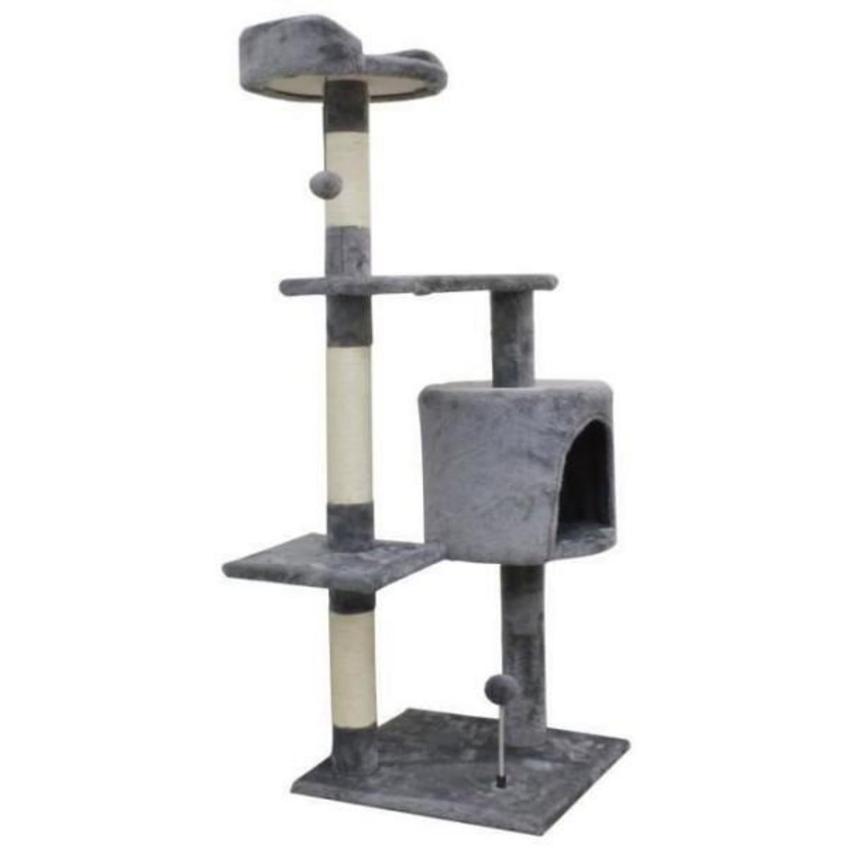 MARKET24 JASPER Arbre a chat gris 40 x 40 x 114 cm -3 plateformes, 1 niche, poteaux a griffer