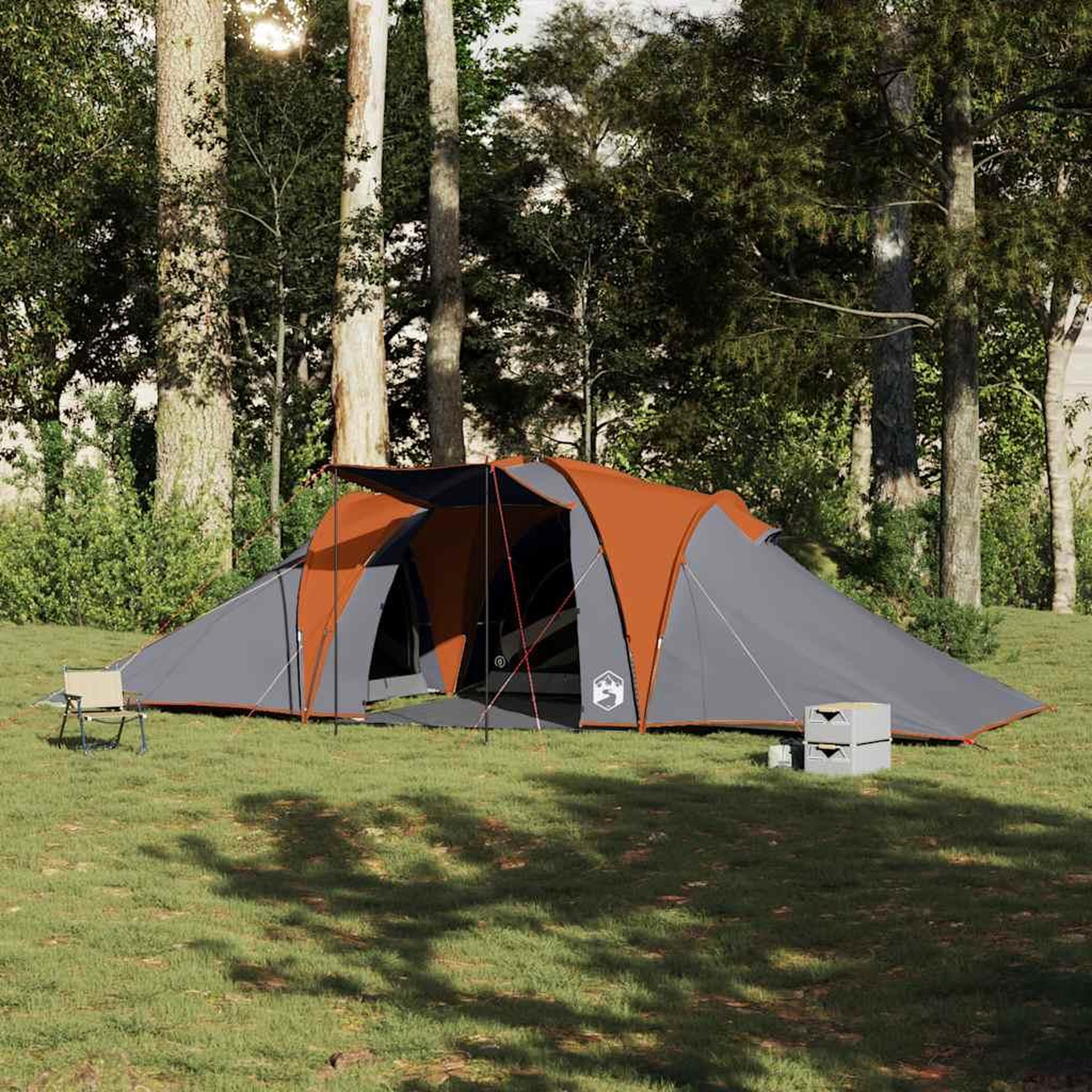 Voir la diapositive 3 : VIDAXL Tente familiale a dome 6 personnes gris et orange impermeable