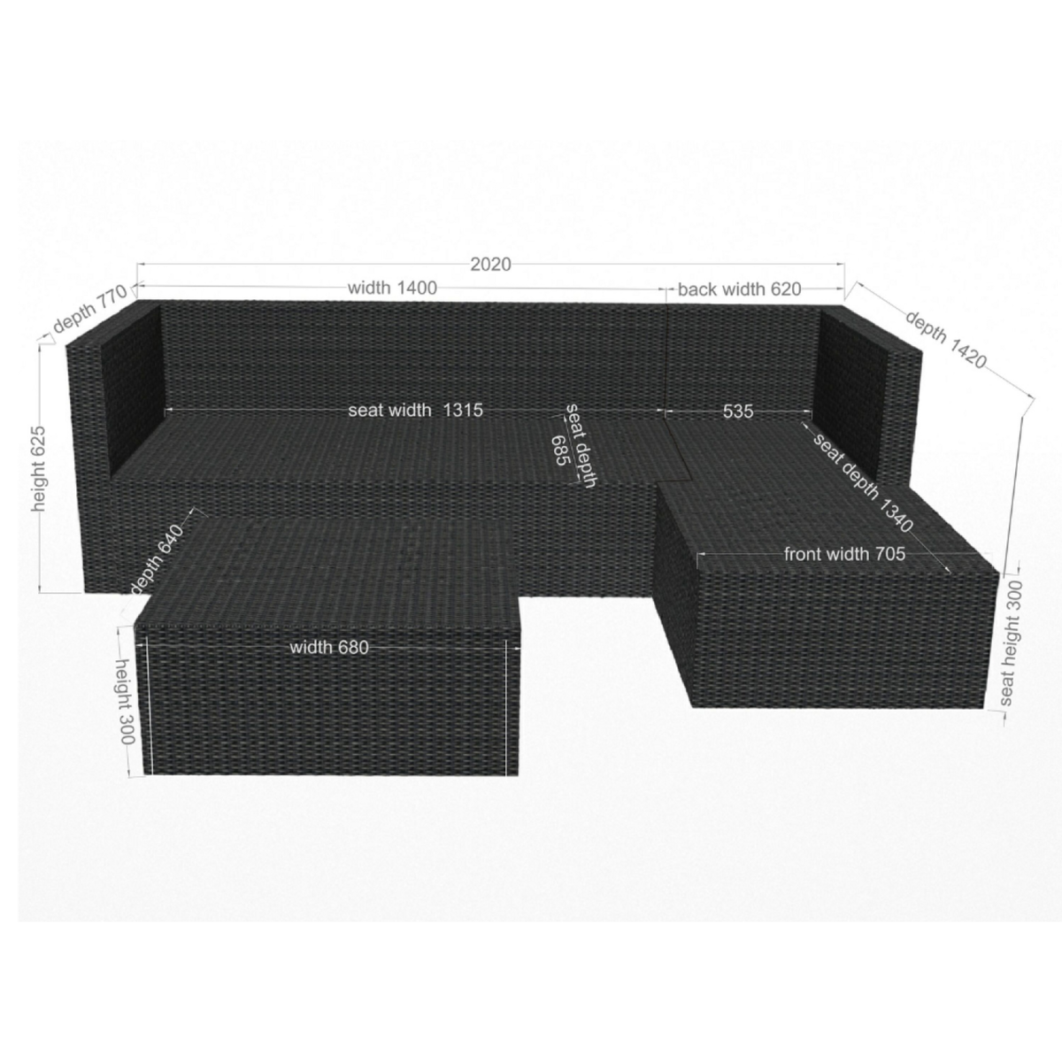 CONCEPT USINE Salon de jardin en résine tressée 4 places gris-beige LECCI