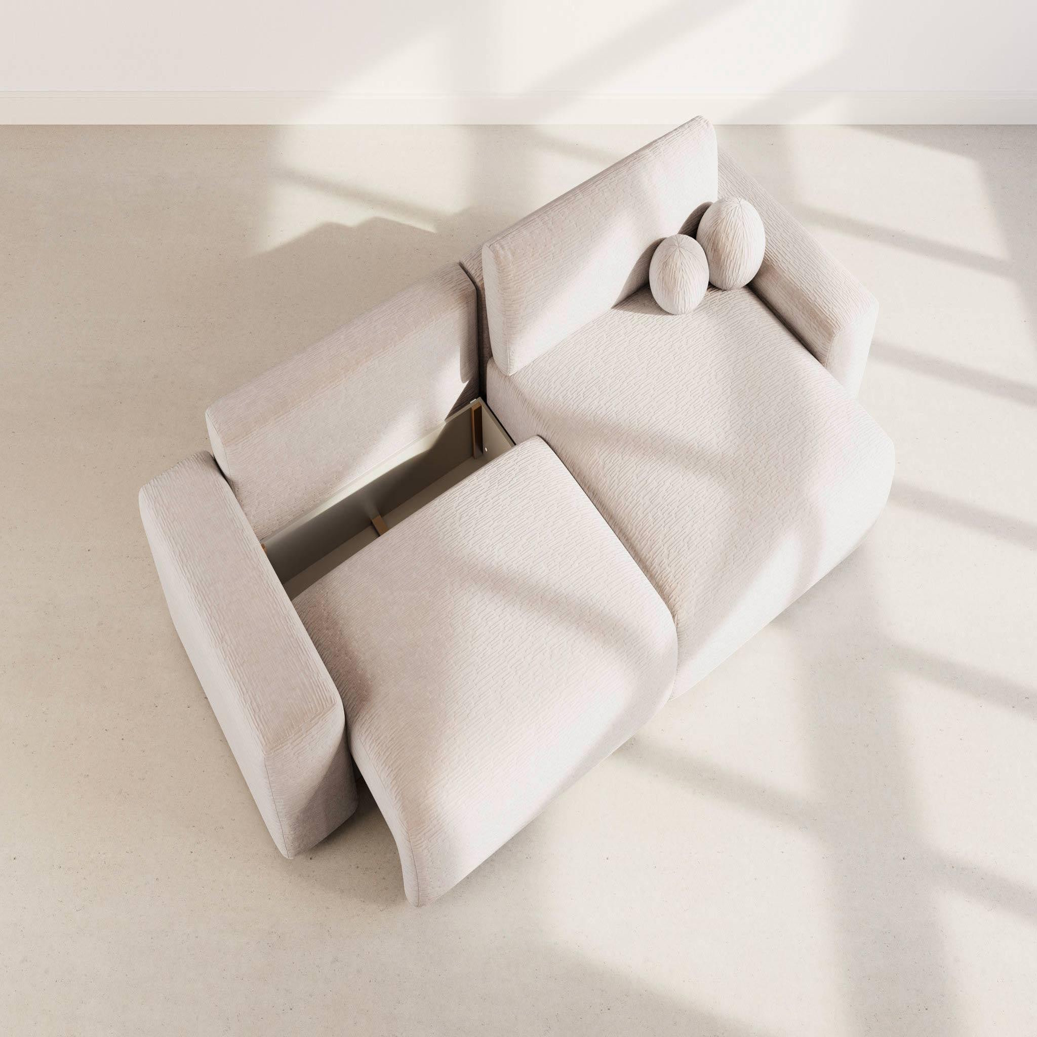 Voir la diapositive 4 : BEST MOBILIER Constance - canapé d'angle réversible 4 places convertible avec coffre en velours gaufré