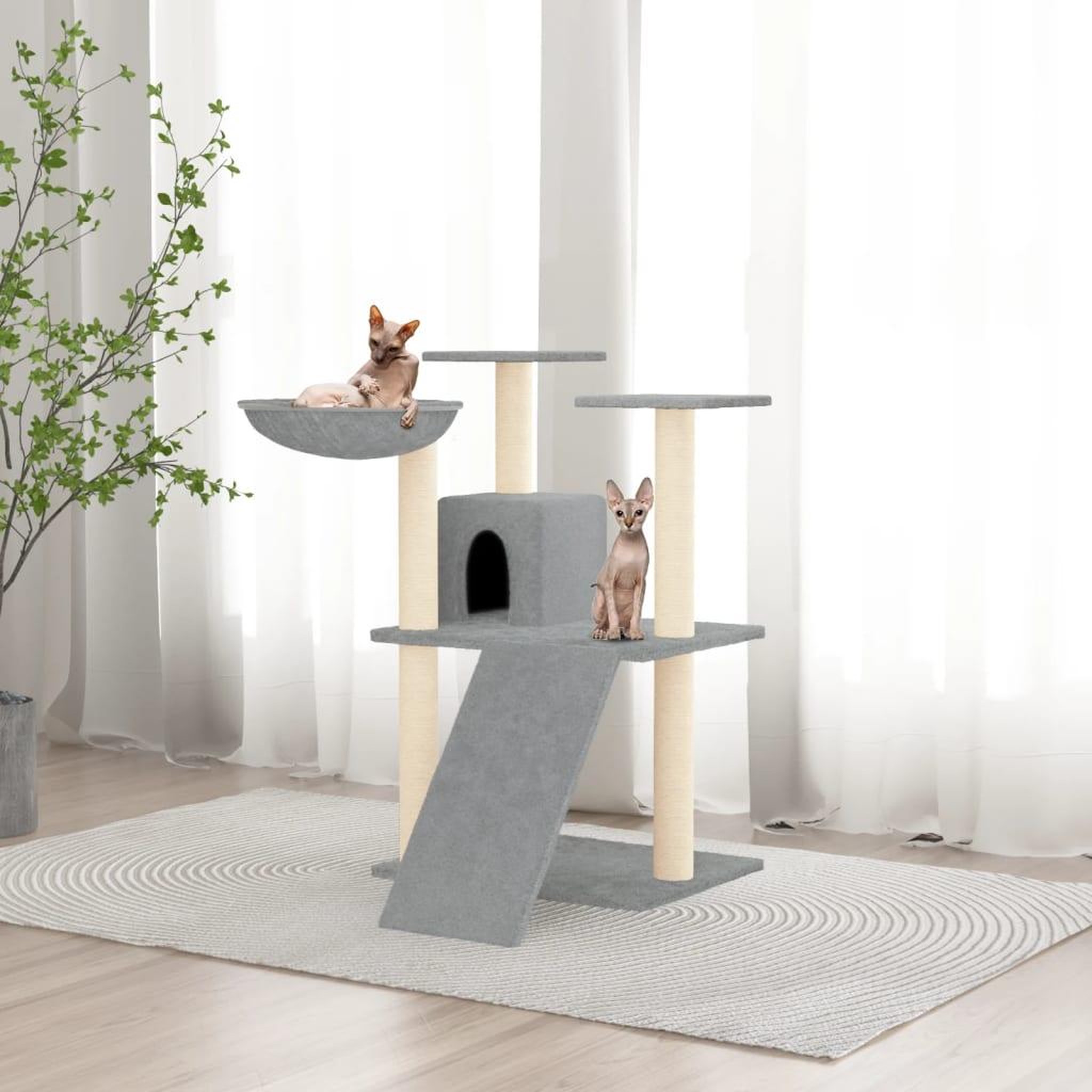 VIDAXL Arbre a chat avec griffoirs en sisal Gris clair 83 cm