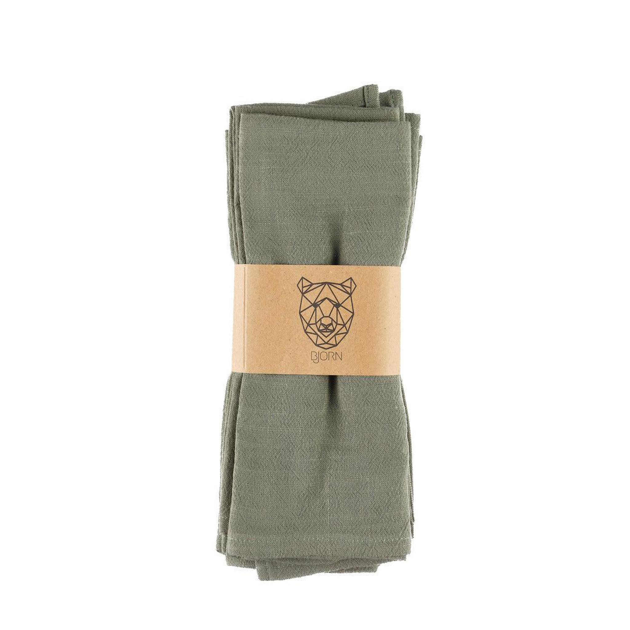 Voir la diapositive 5 : BJORN Serviette de table - 6 pièces - lin et coton vert de gris