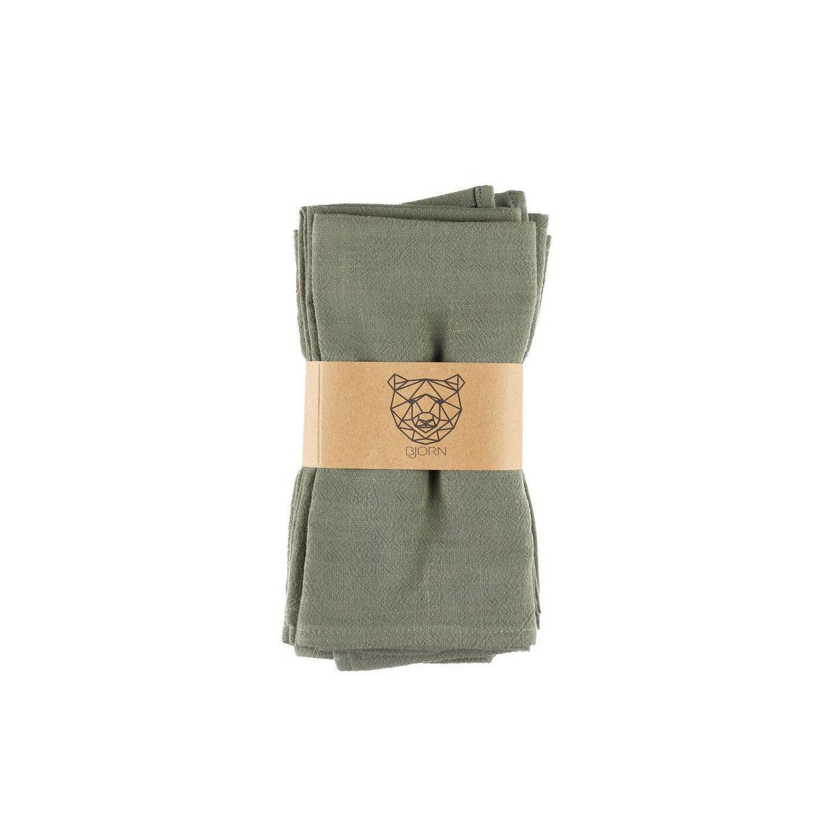 BJORN Serviette de table - 6 pièces - Lin et coton vert de gris