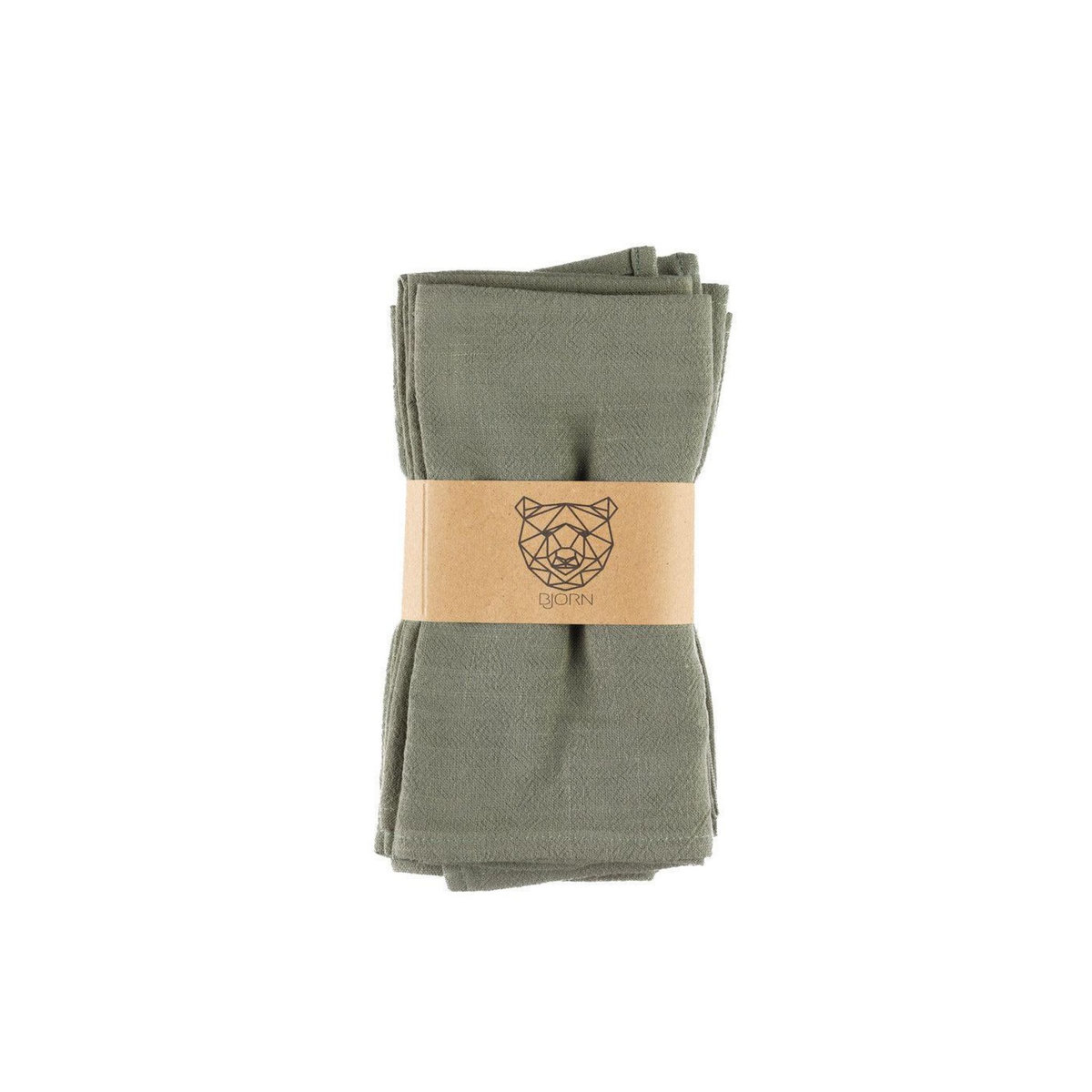 BJORN Serviette de table - 6 pièces - Lin et coton vert de gris
