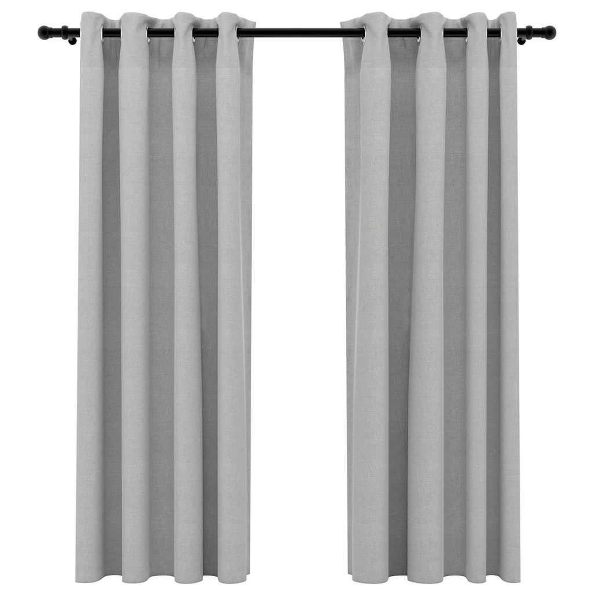 Voir la diapositive 2 : VIDAXL Rideaux occultants Aspect lin avec œillets 2 pcs Gris 140x175cm