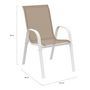 Voir la diapositive 6 : ID MARKET Salon de jardin MADRID table 150 CM et 6 chaises empilables blanc et beige