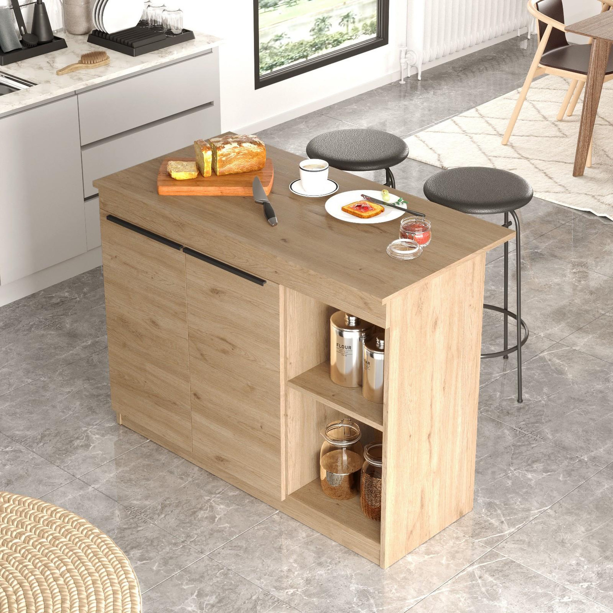Voir la diapositive 2 : Habitat et Jardin Table de cuisine en bois  siven  - 120 x 60 x 88 cm - marron