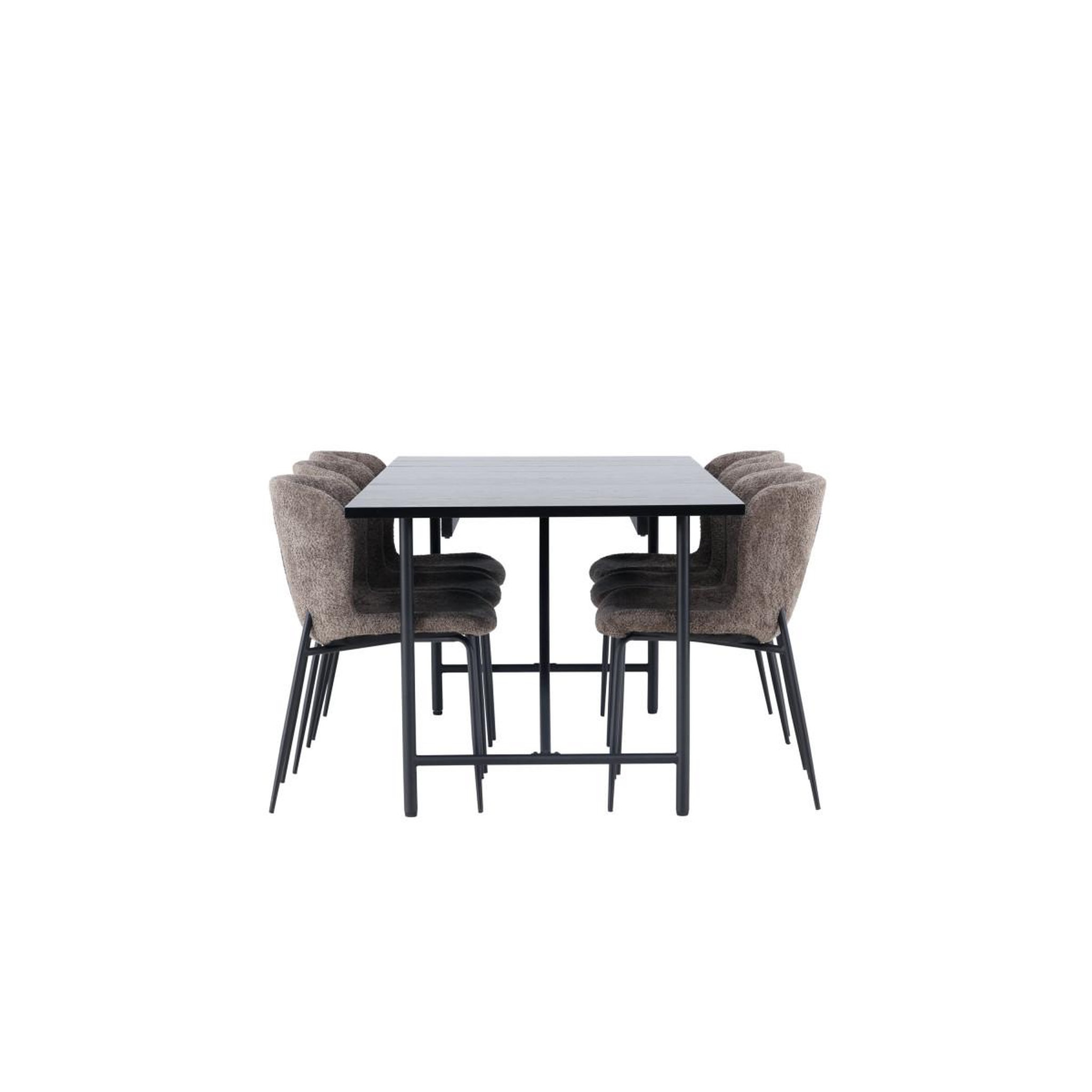 Voir la diapositive 3 : Paris Prix Ensemble table à manger & 6 chaises  astrid & modesto  200cm noir & marron