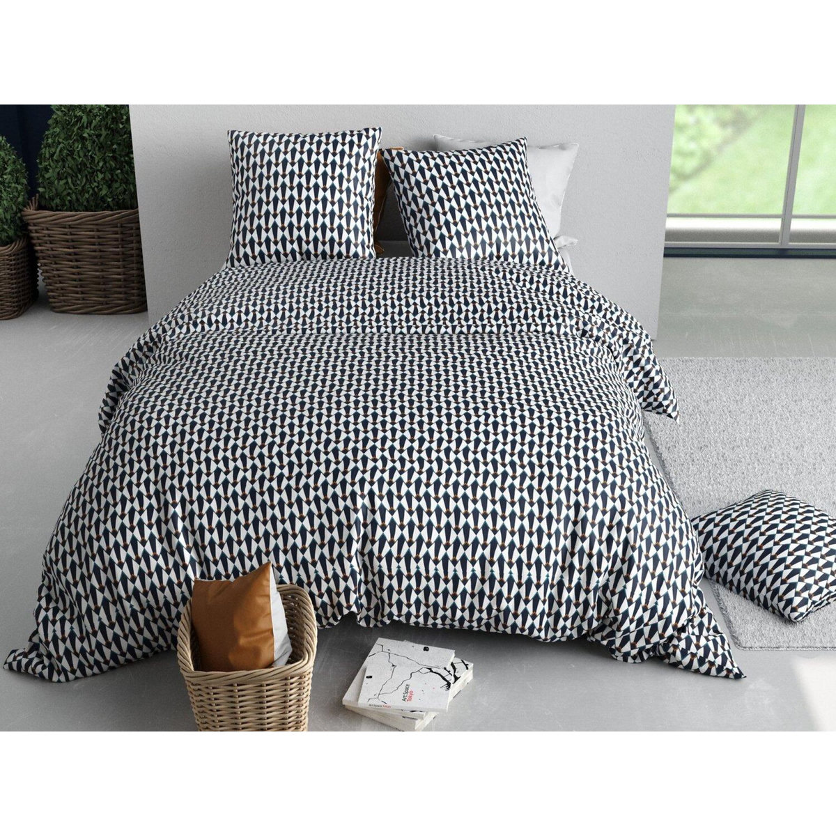 ATELIER DU COTON Parure de couette 100% coton 57fils - geo