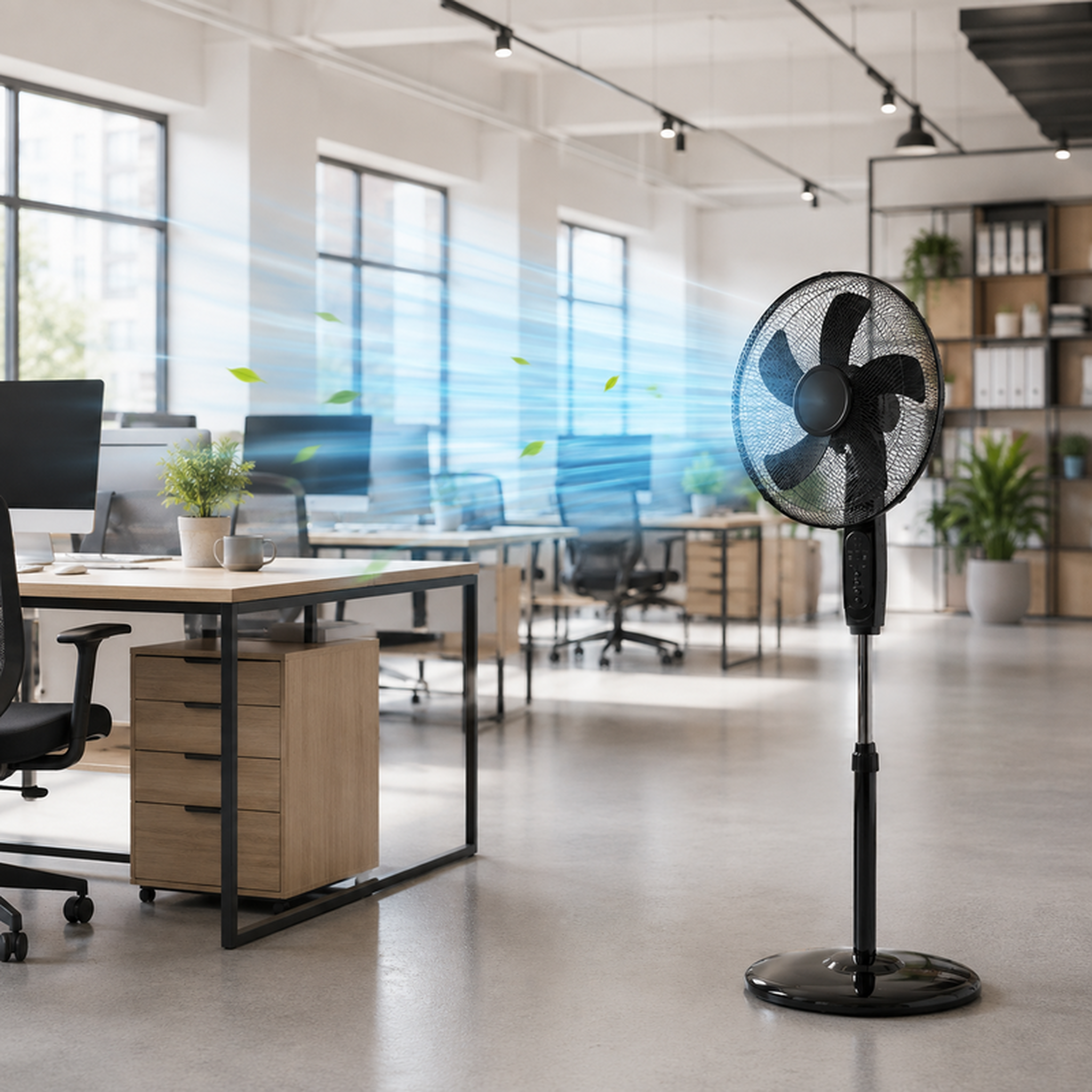 Voir la diapositive 2 : Ventilateur sur pied avec télécommande 40 cm – noir 60w