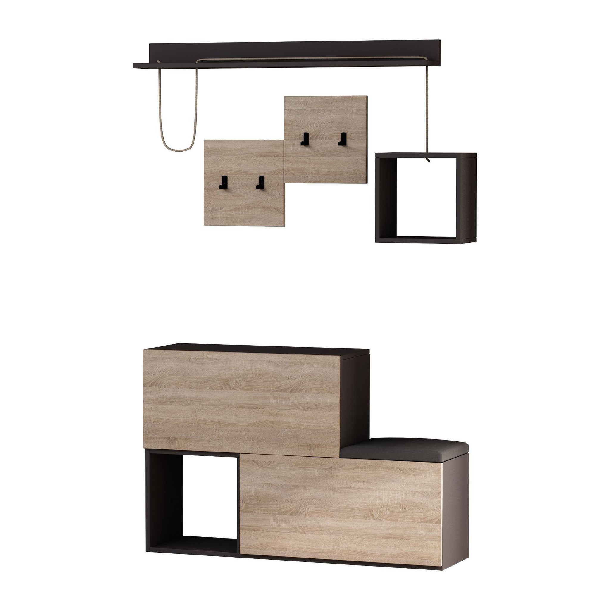 Habitat et Jardin Meuble d'entrée en bois  holdon  - 120 x 32 x 78 cm - gris anthracite