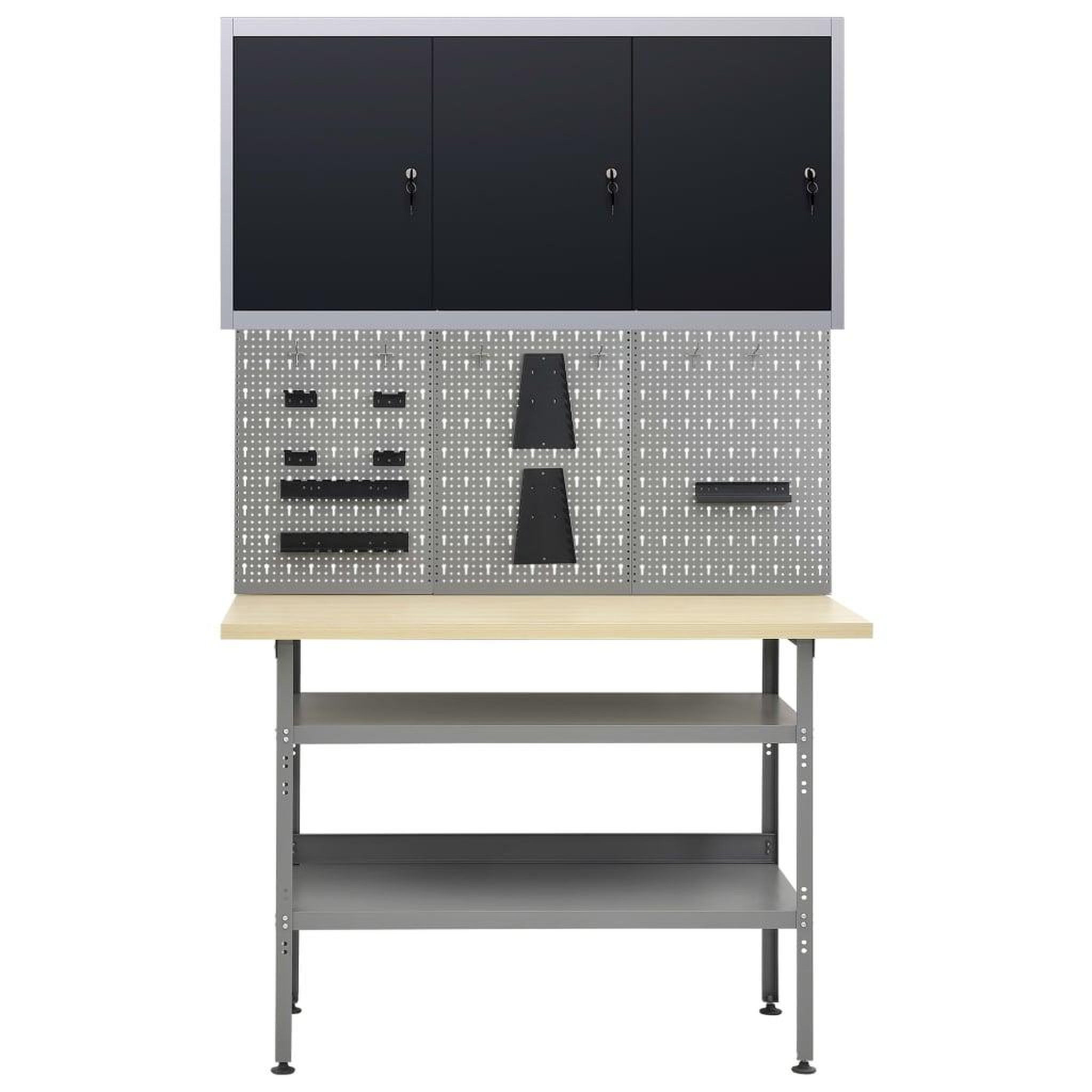 Voir la diapositive 2 : VIDAXL Etabli avec 3 panneaux muraux et 1 armoire
