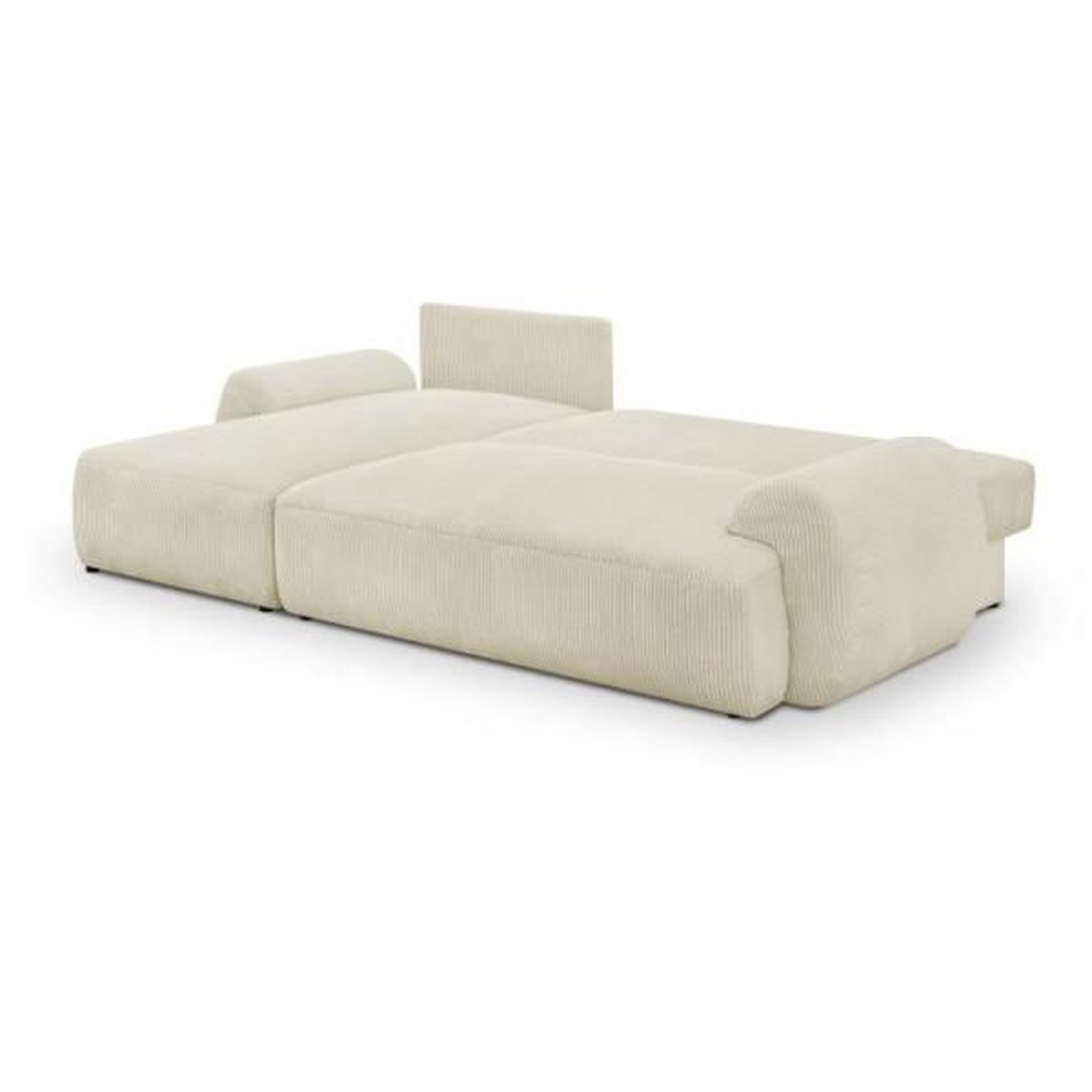 Voir la diapositive 4 : MARKET24 Canapé d'angle gauche convertible 4/5 places MILO - Velours côtelés beige - Coffre de rangement - L 264 x H 84 x P 99/145 cm
