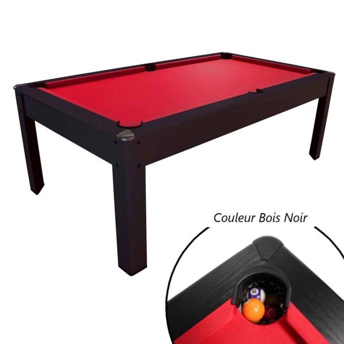 PLAY4FUN Billard Américain HARMONY 6Ft - 206,5 x 116,5 x 80 cm avec accessoires - Couleur Noir