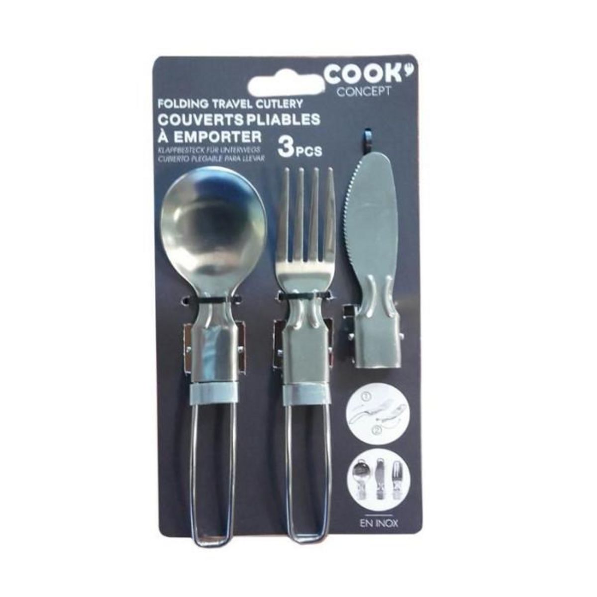 Paris Prix Couverts Pliables  Facile à Emporter  8cm Argent