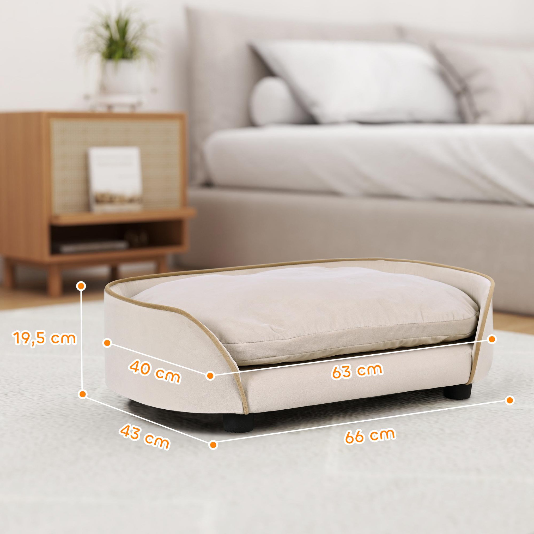 Voir la diapositive 3 : PAWHUT Canapé pour chien coussin amovible déhoussable velours beige