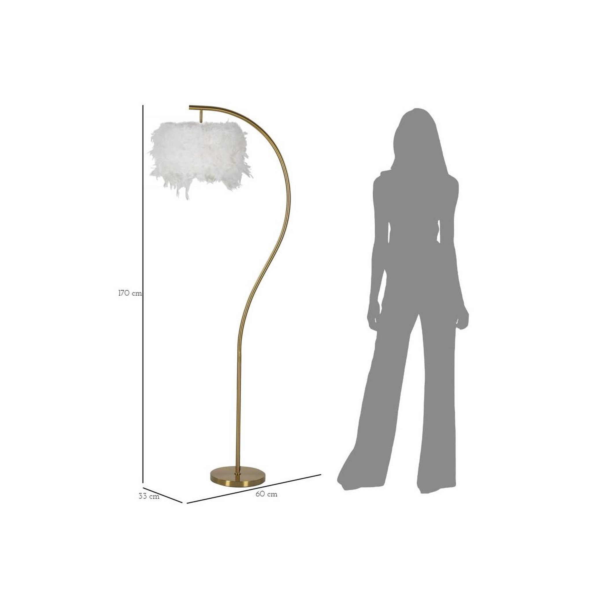Voir la diapositive 6 : Paris Prix Lampadaire imitation plume  semi arc  170cm or & blanc